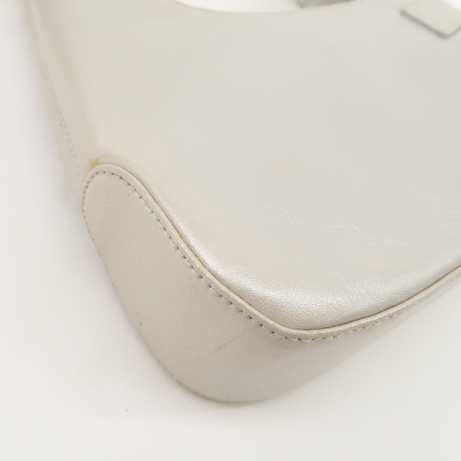 Ferragamo Gancini Leather Shoulder Bag Hand Bag Silver Used