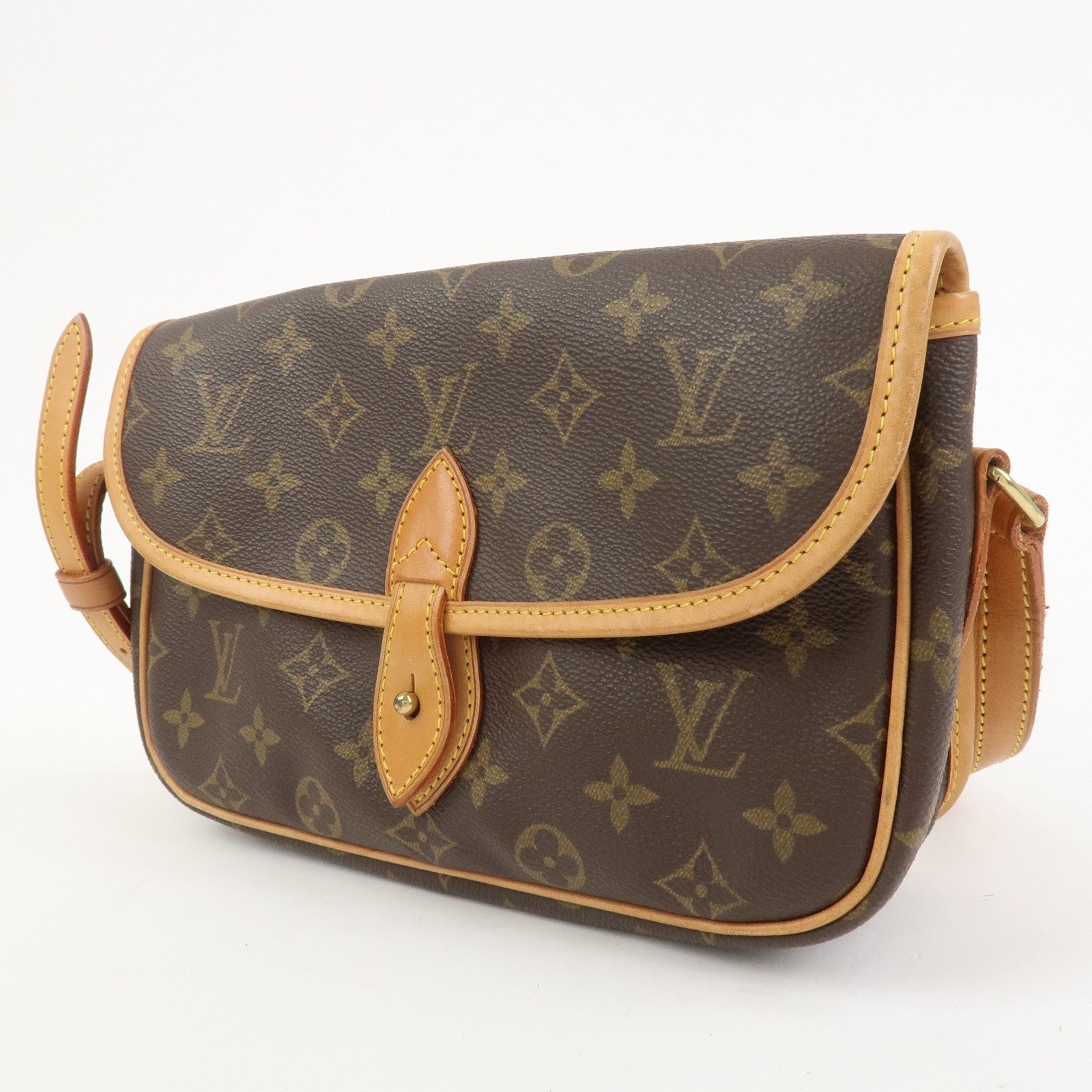 Louis Vuitton Monogram Gibeciere PM Shoulder Bag Brown M42248