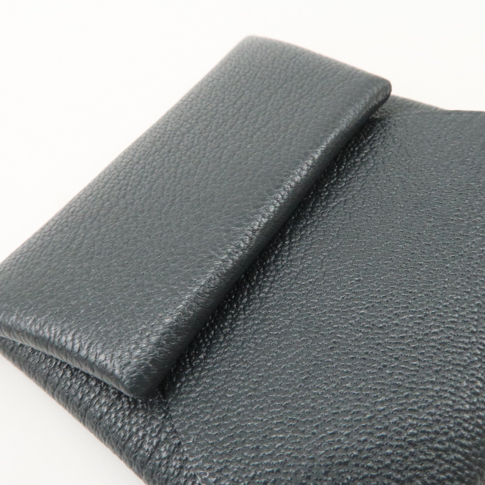 HERMES Bastia Chevre Leather Coin Case Wallet W Stamped Gray