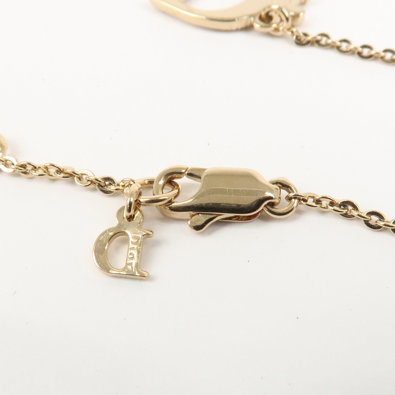 Christian Dior Logo Metal Bracelet Gold Crystals