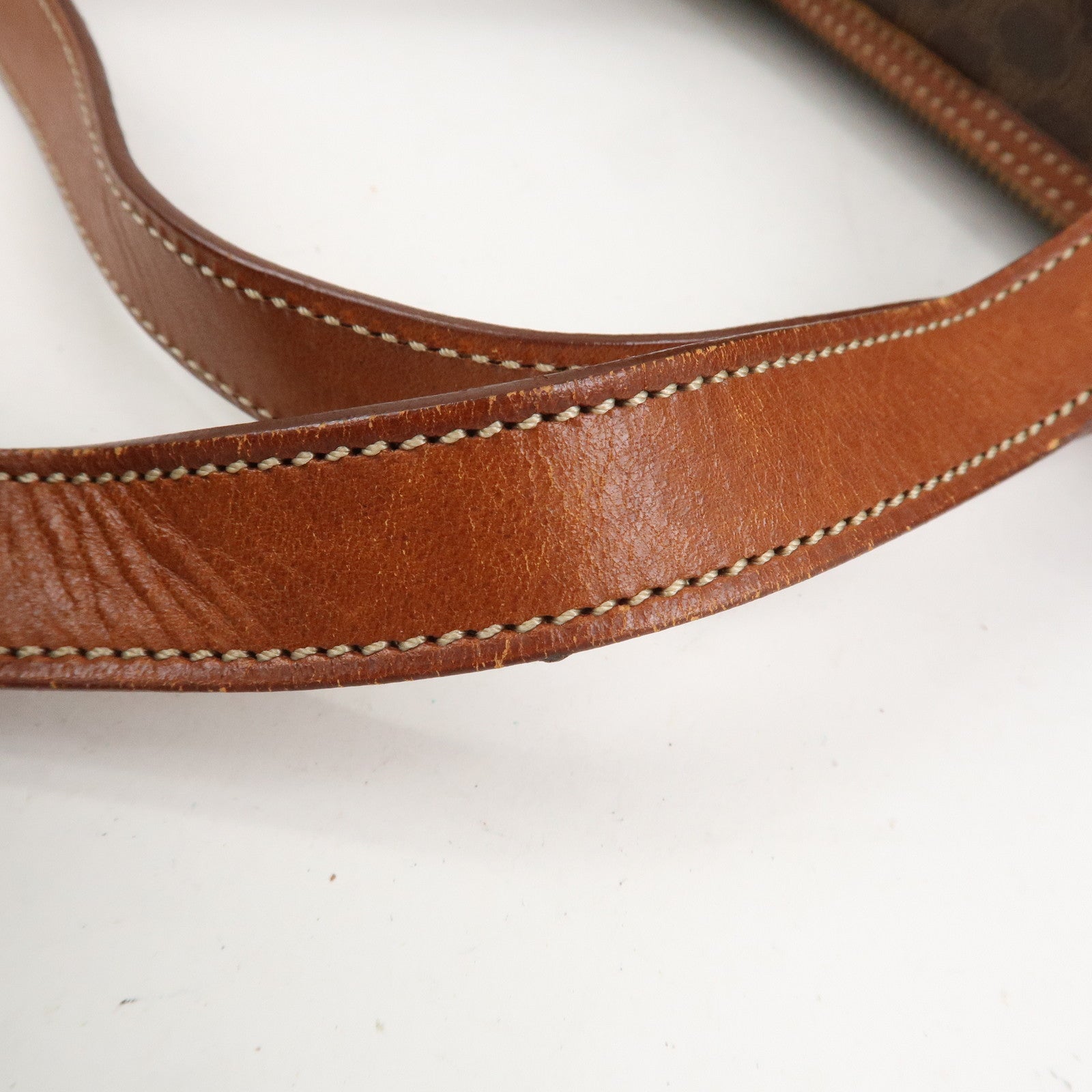 CELINE Macadam PVC Leather Hand Bag Boston Bag Brown