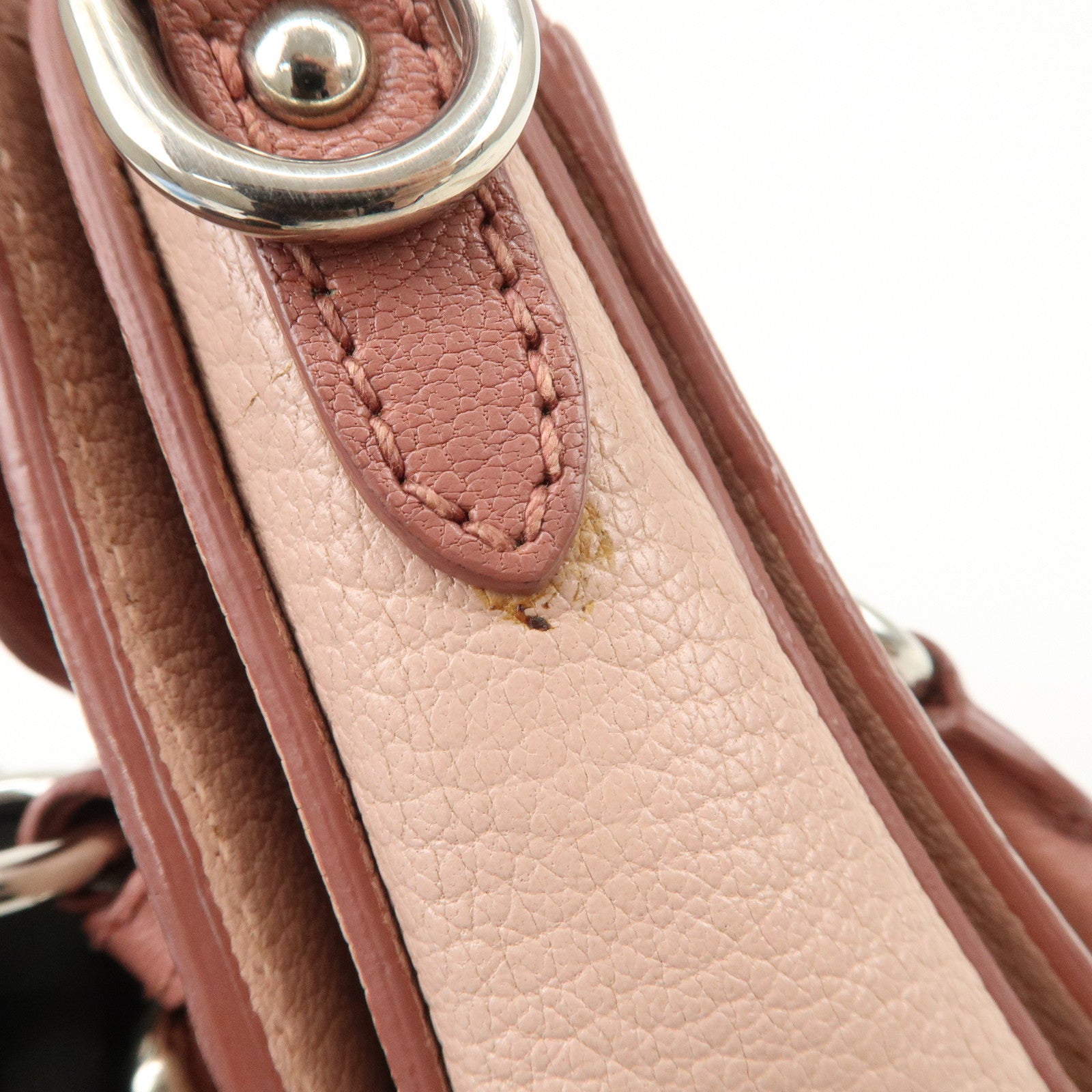 MIU MIU Madras Leather 2WAY Bag Hand Bag Shoulder Bag Pink RN1020