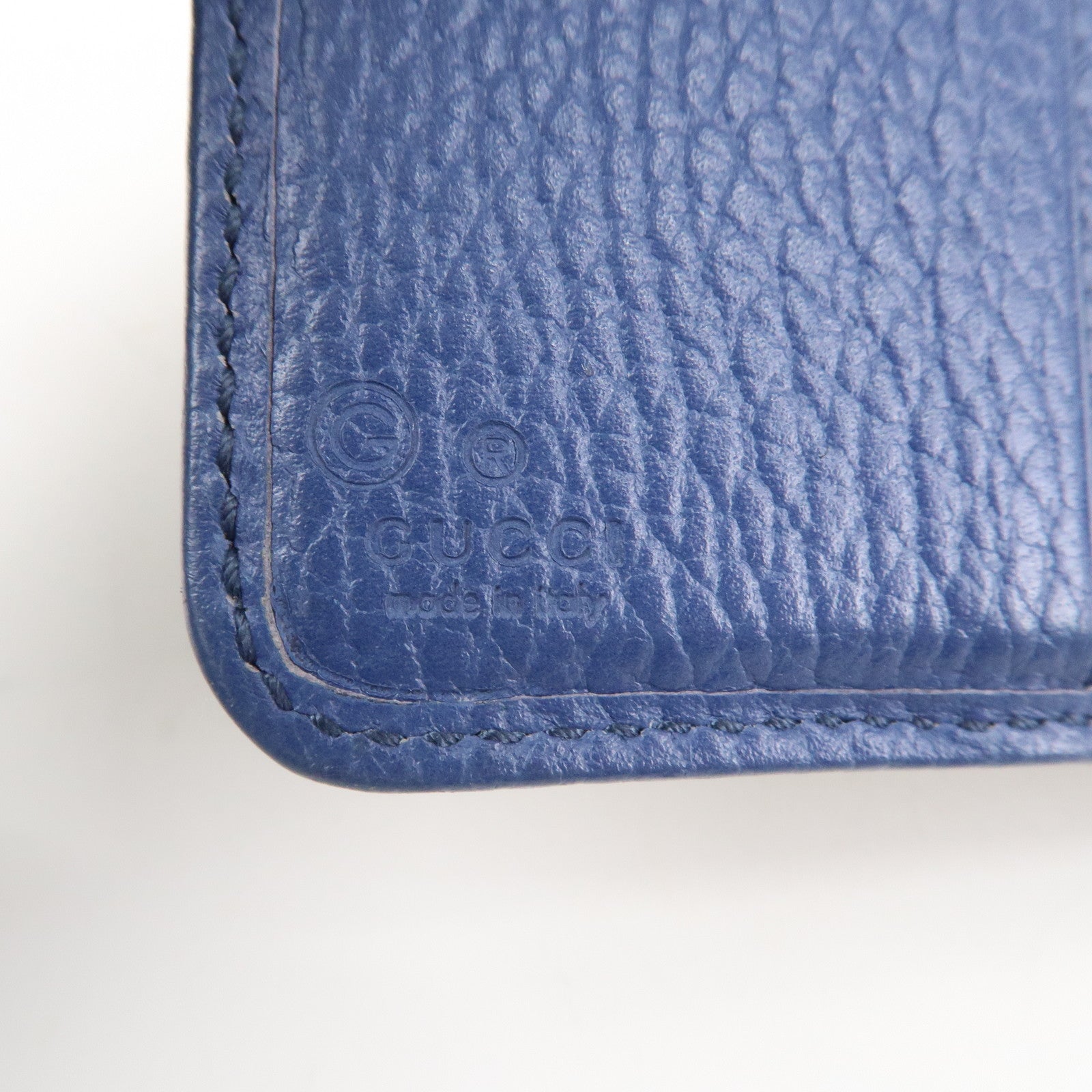 GUCCI GG Canvas Leather Bi-Fold Wallet Beige Blue 346056 Used