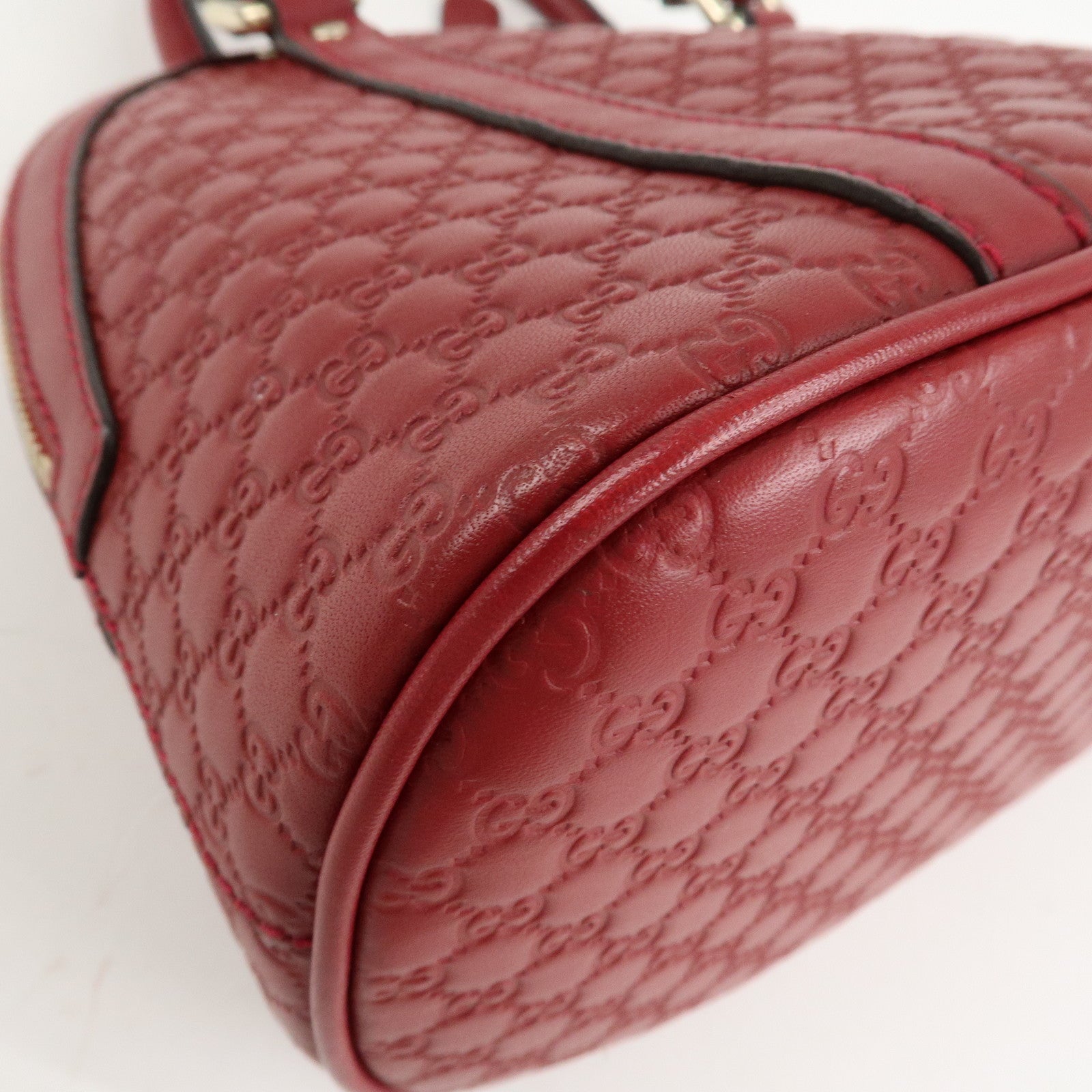 GUCCI Micro Guccissima Leather 2Way Hand Shoulder Bag Red 449654 Used
