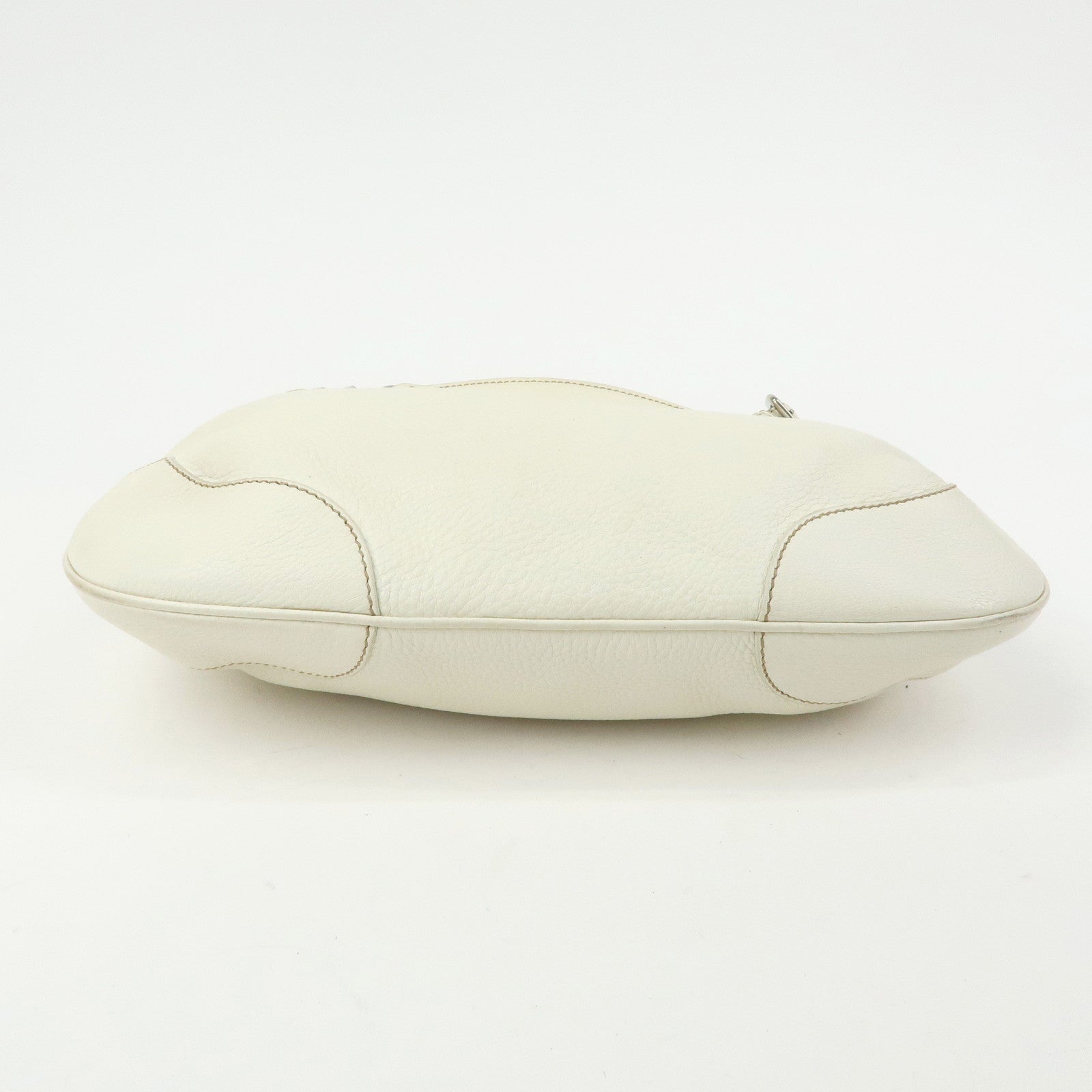 PRADA Logo Leather Hand Bag Shoulder Bag White