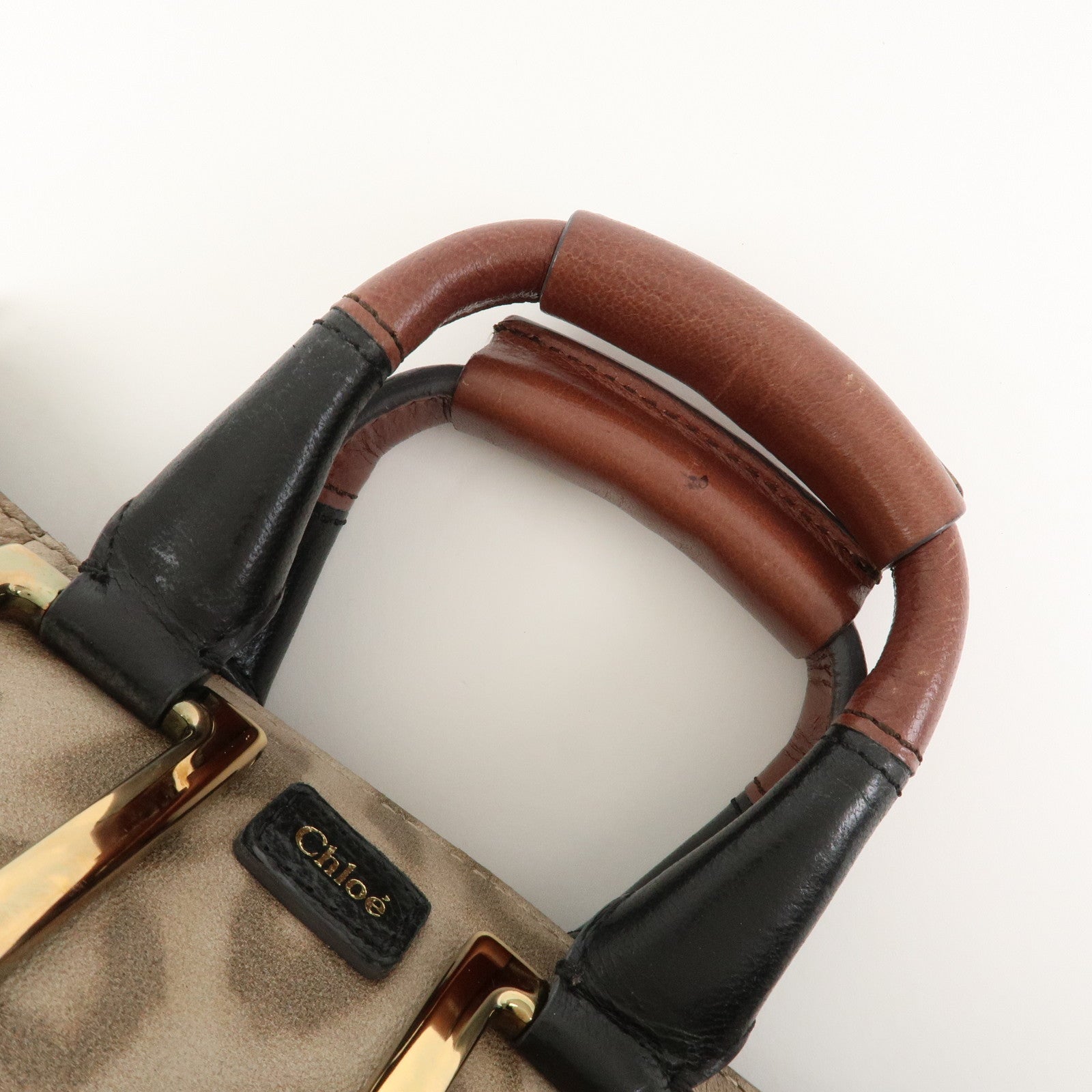 Chloe Logo Leather ETHEL 2Way Bag Hand Bag Shoulder Bag Leopard