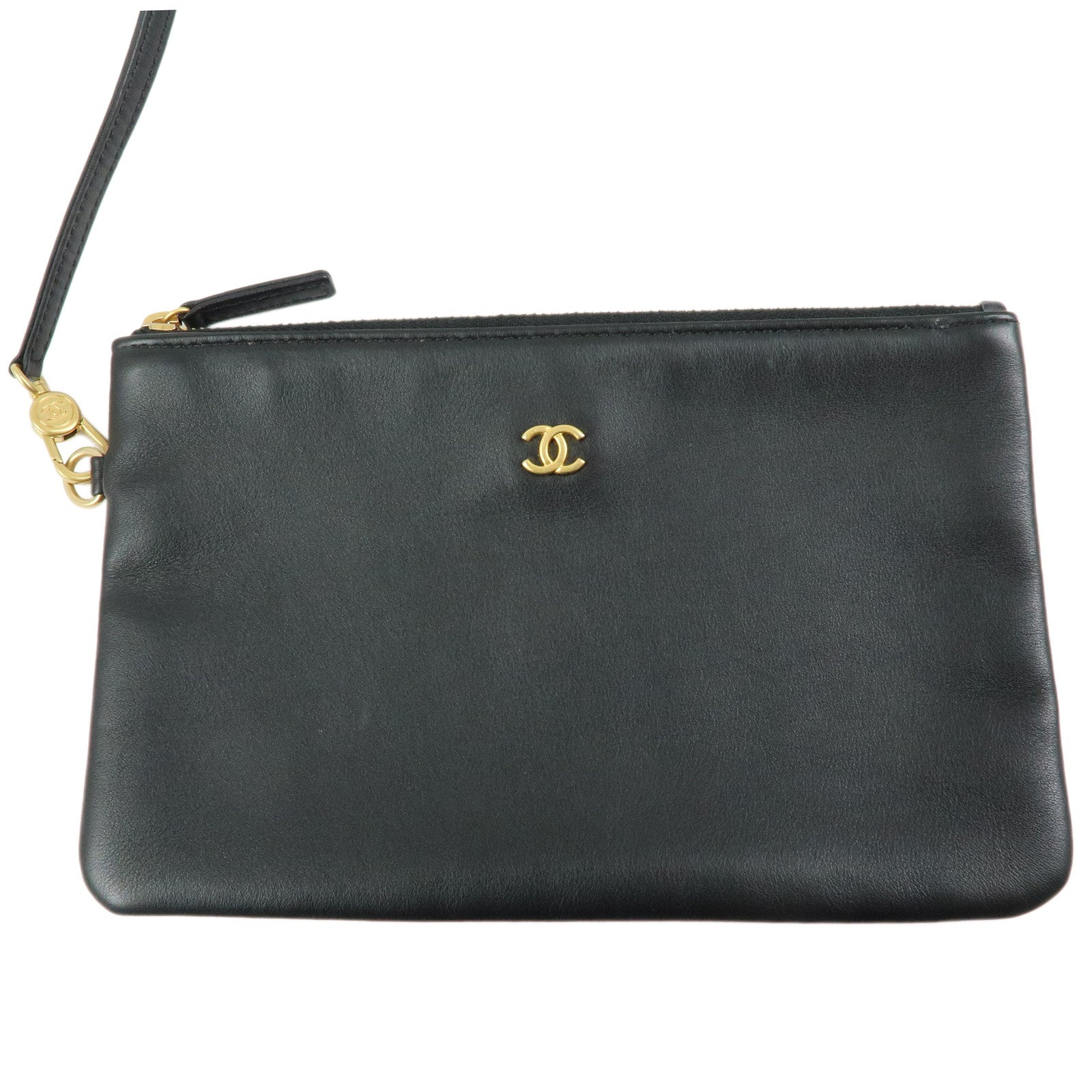 CHANEL Deauville GM Lamb Skin 2Way Shoulder Tote Bag Black A66941