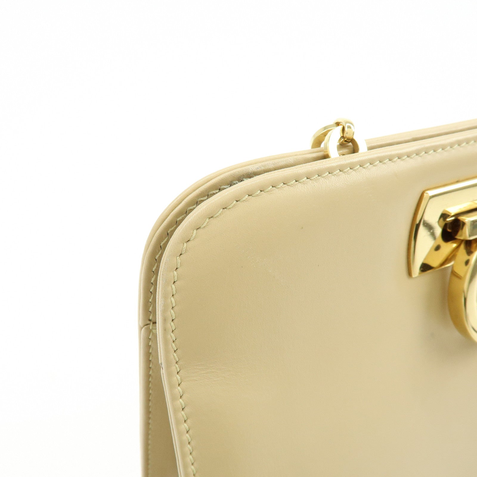 Ferragamo Gancini Leather Shoulder Bag Crossbody Bag Beige