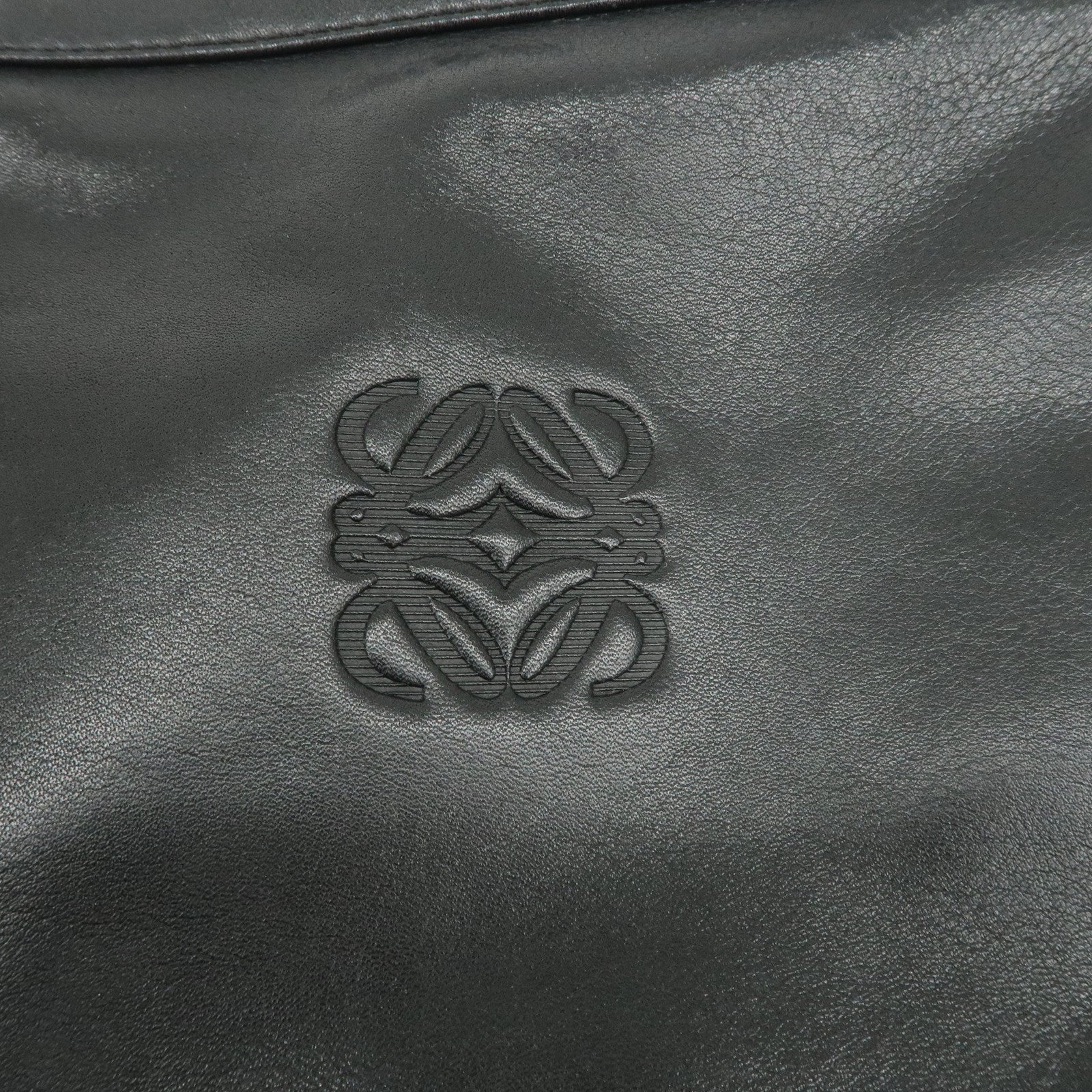 LOEWE Anagram Logo Leather Shoulder Bag Crossbody Bag Black