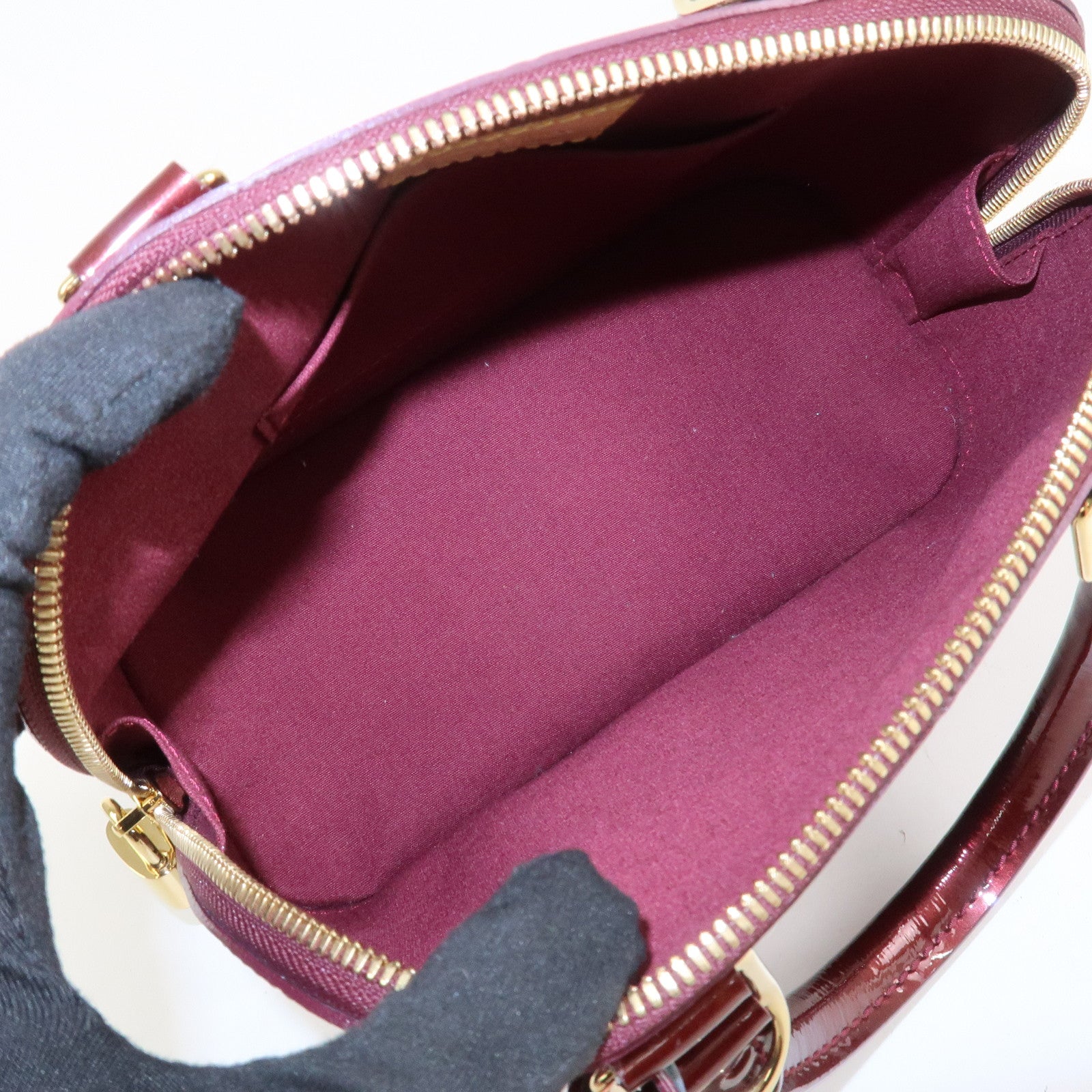 Louis Vuitton Monogram Vernis Alma BB 2Way Hand Bag Rouge M91676 Used