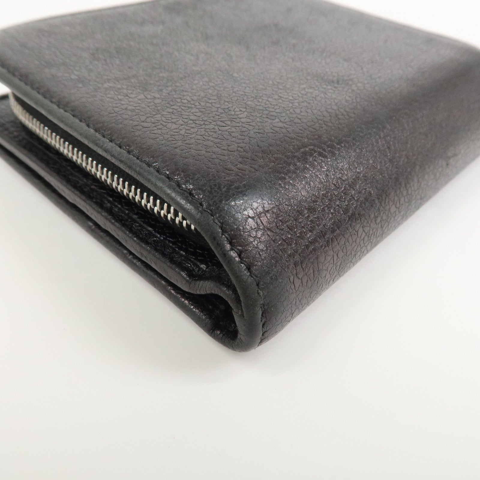 BVLGARI Set of 2 Leather Compact Wallet Bi-fold Wallet Black