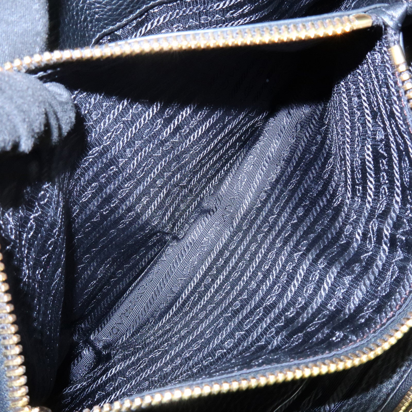 PRADA Calf Leather Tote Bag Hand Bag Black BN2579