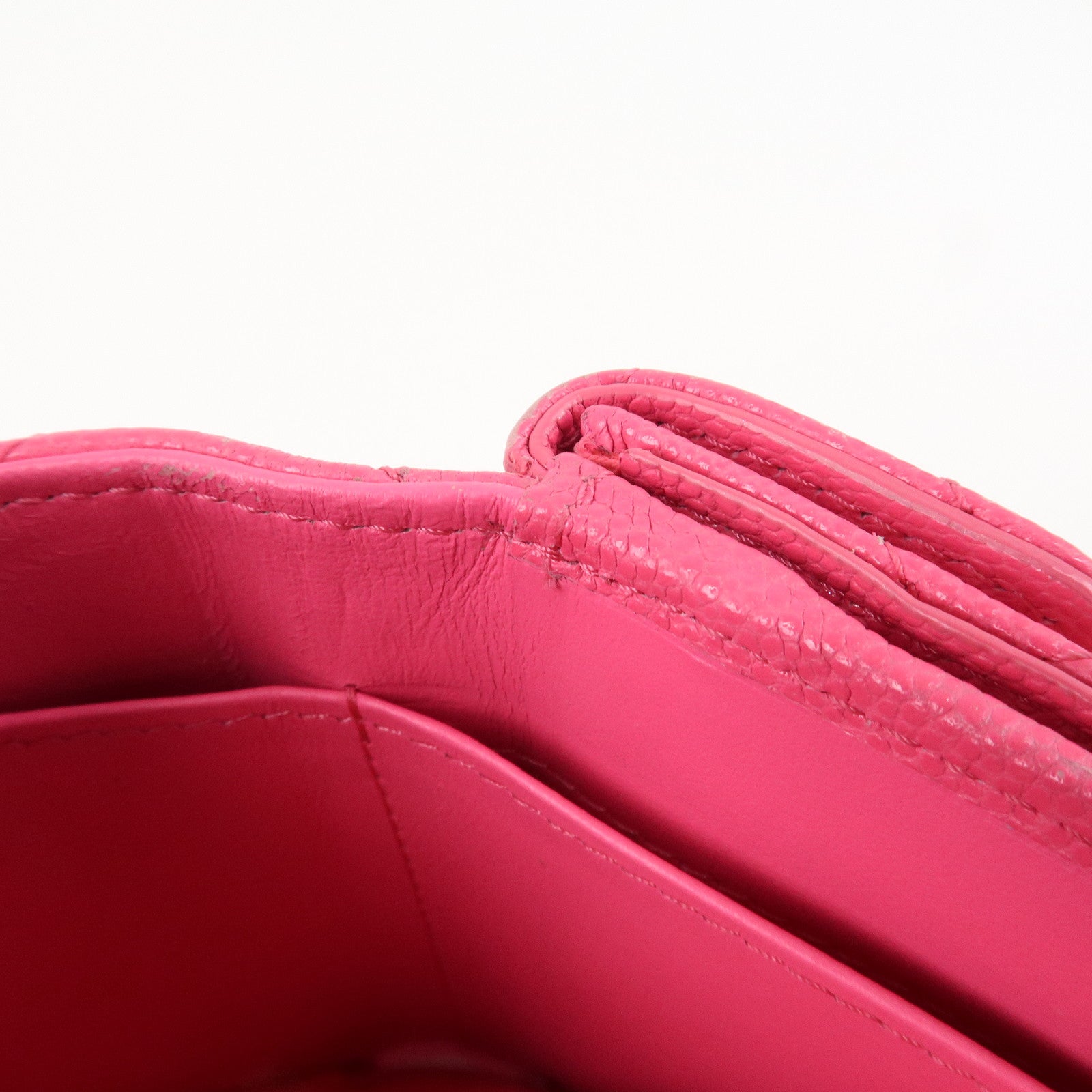 CHANEL Matelasse Caviarskin Classic Small Flap Wallet Pink AP0230 Used