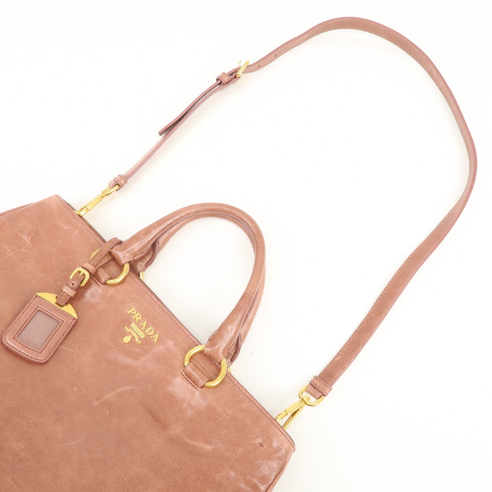 PRADA Logo Leather 2Way Bag Shoulder Bag Hand Bag Pink