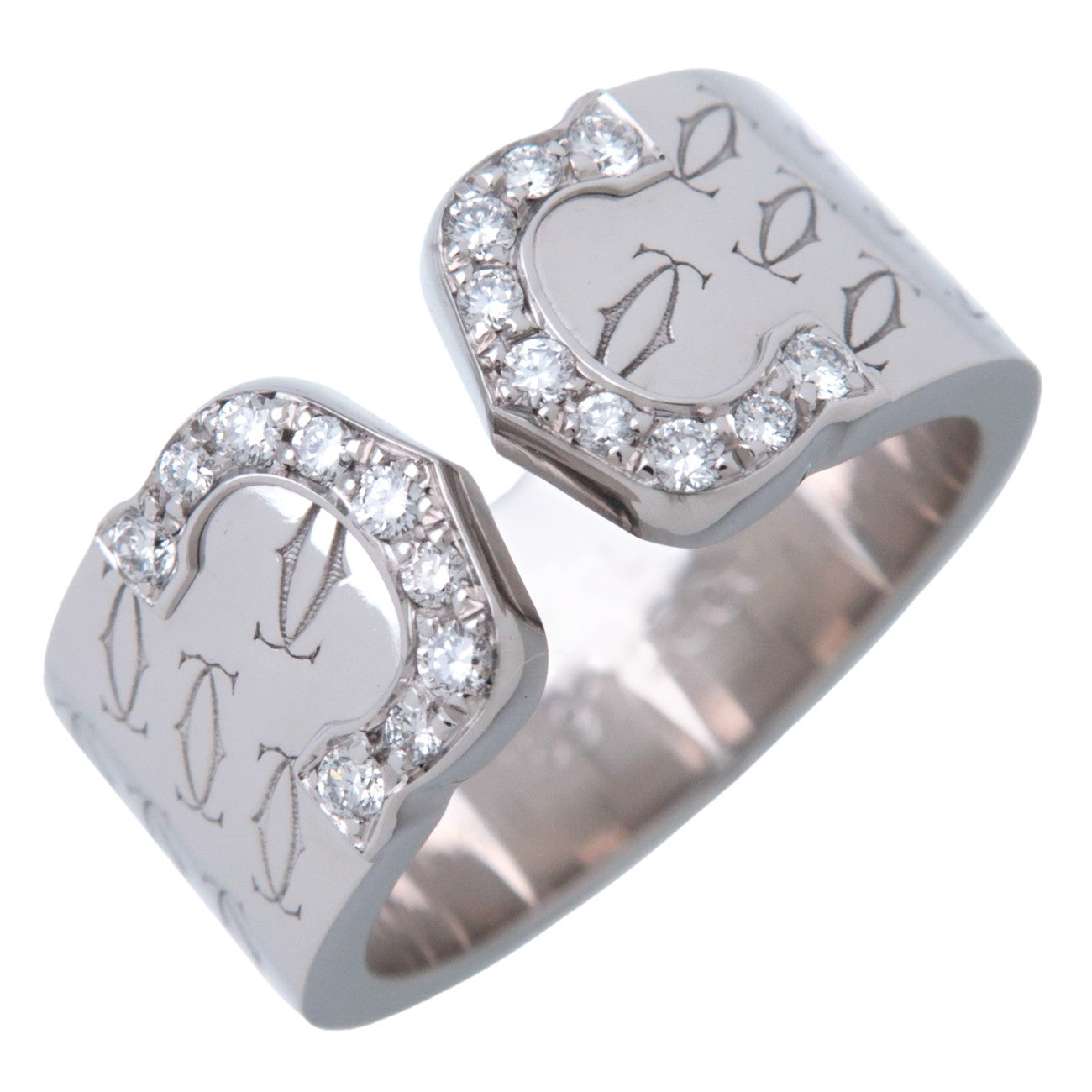 Cartier C2 Diamond Ring K18WG 2000 Xmas Limited #47 US4.5 EU47.5