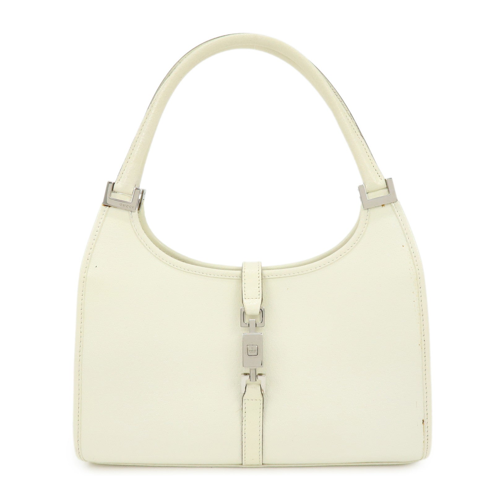 GUCCI Jackie GG Leather Shoulder Bag Hand Bag White 002.1068