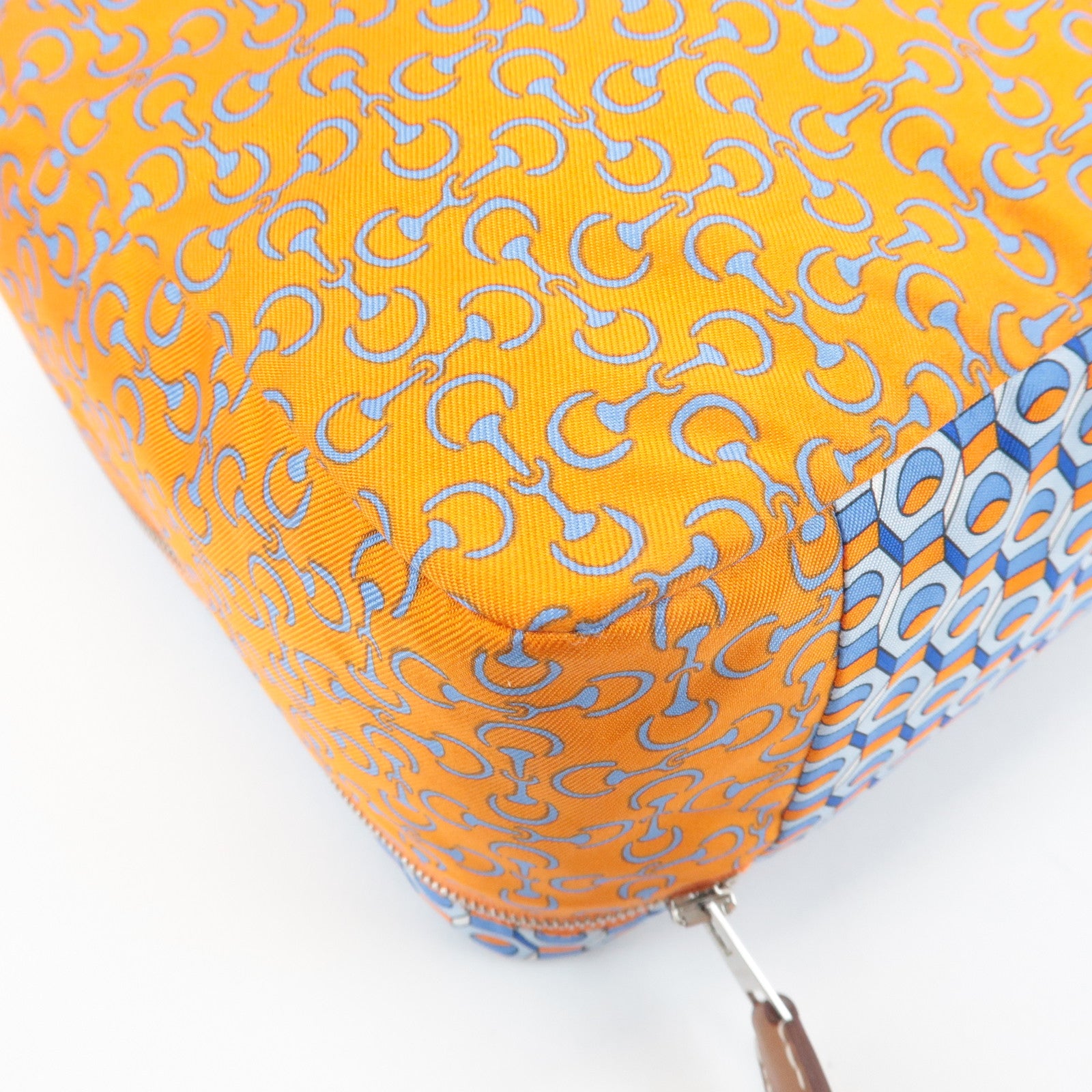 HERMES Eau des Voyages PM Silk Pouch Orange Blue Used