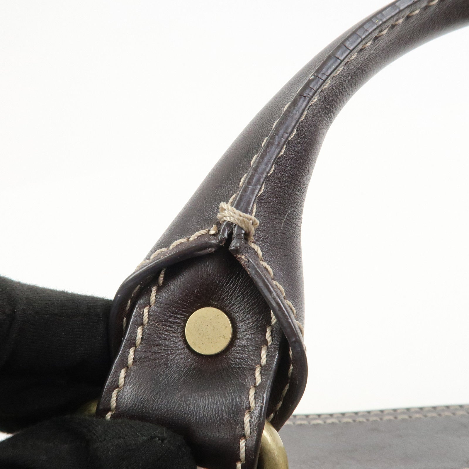 CELINE Macadam Denim Leather Boogie Bag Hand Bag Tote Bag Brown