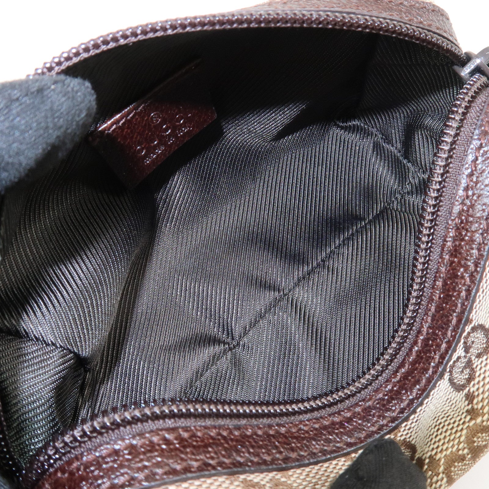 GUCCI GG Monogram Canvas Leather Pouch Cosmetic Case Brown 29596