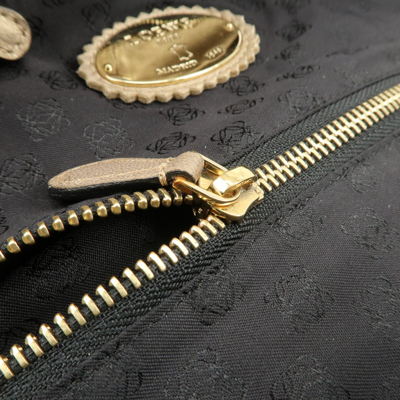 LOEWE Anagram Leather Nappa Aire Hand Bag Tote Bag Gold Used