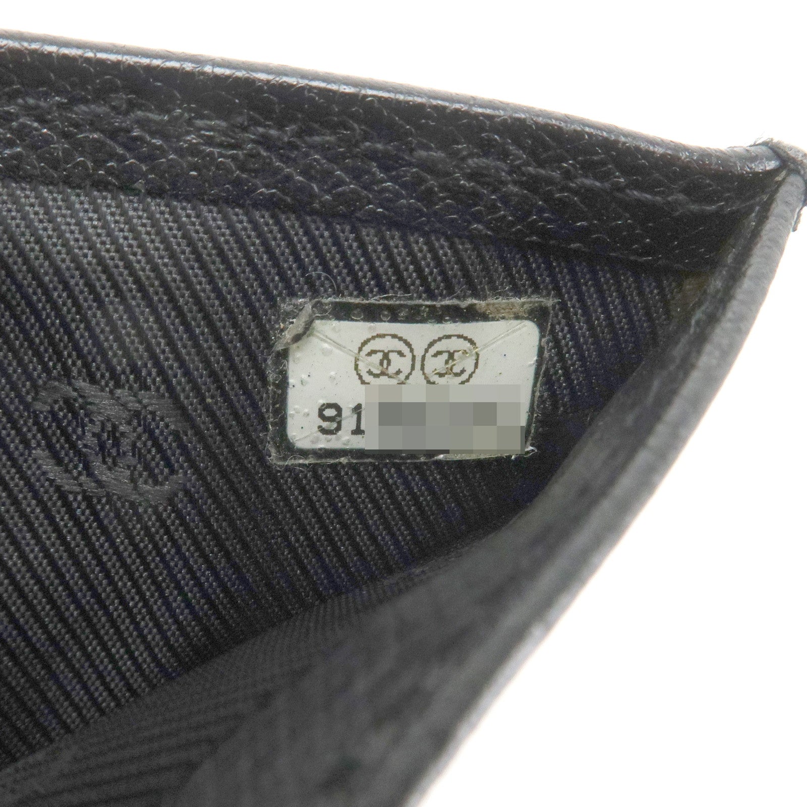 CHANEL COCO Button Leather W Hook Compact Wallet Black A20902