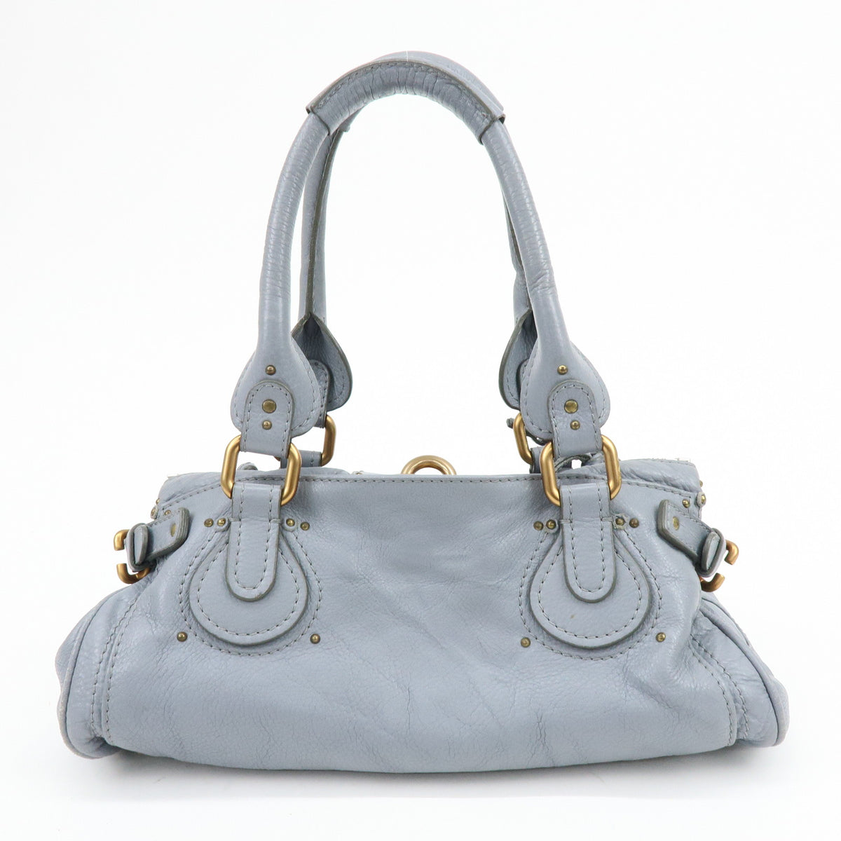 Chloe Paddington Leather Hand Bag Shoulder Bag Boston Bag Gray
