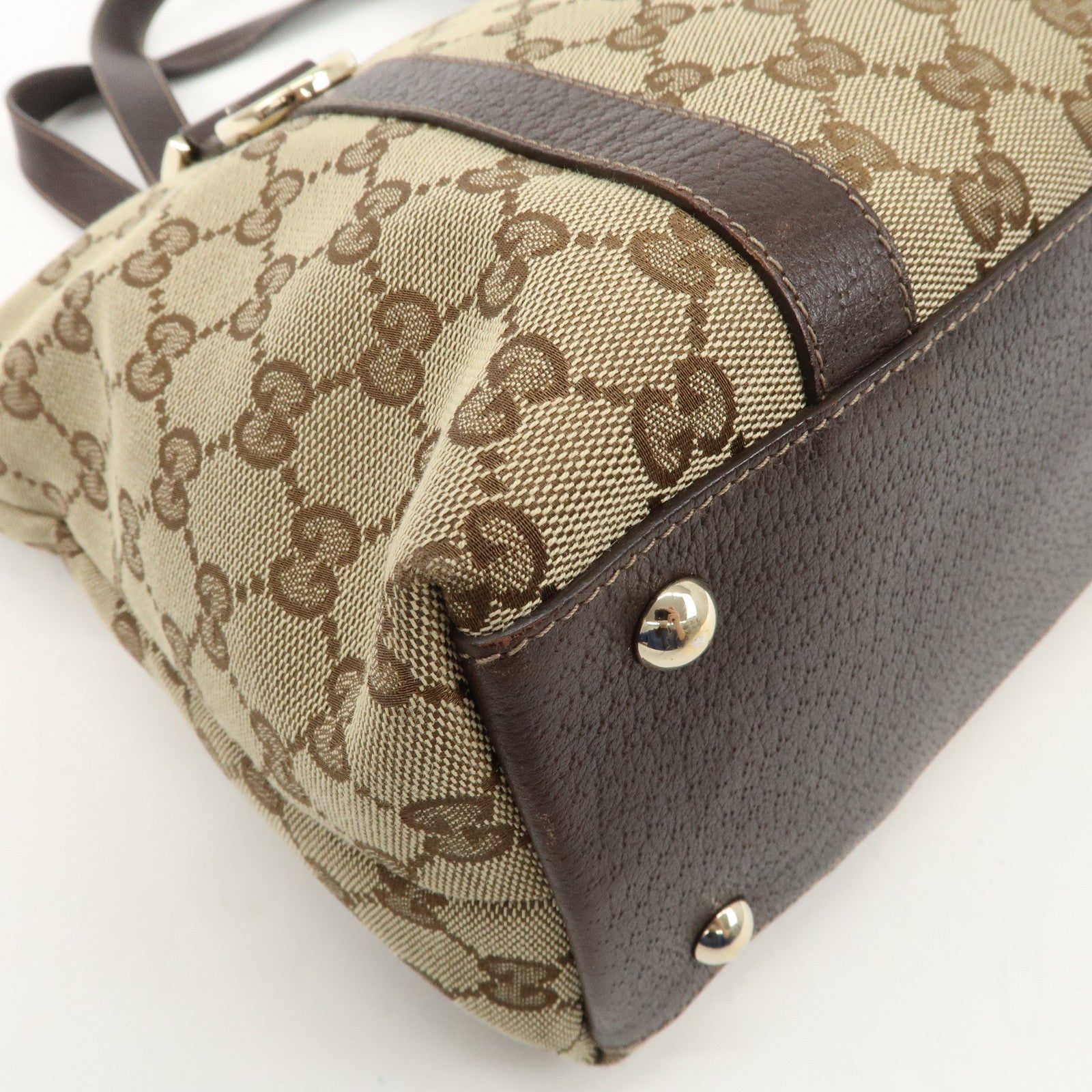 GUCCI Abbey GG Canvas Leather Shoulder Hand Bag Beige Brown 141470 Used