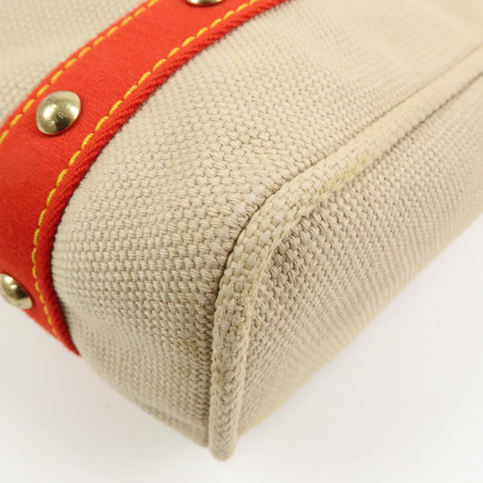Louis Vuitton Antigua Cabas MM Canvas Leather Tote Bag Beige M40035