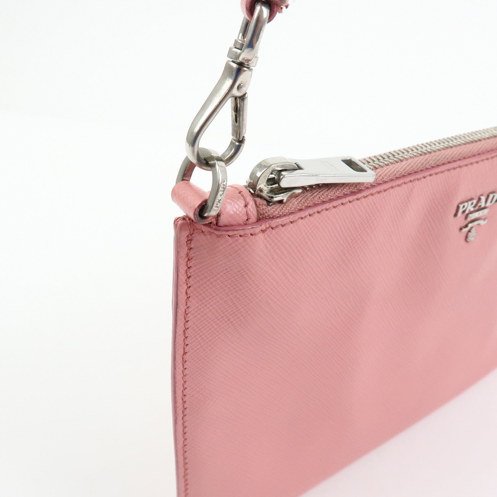 PRADA Saffiano Leather 2Way Bag Clutch Bag Shoulder Bag Pink
