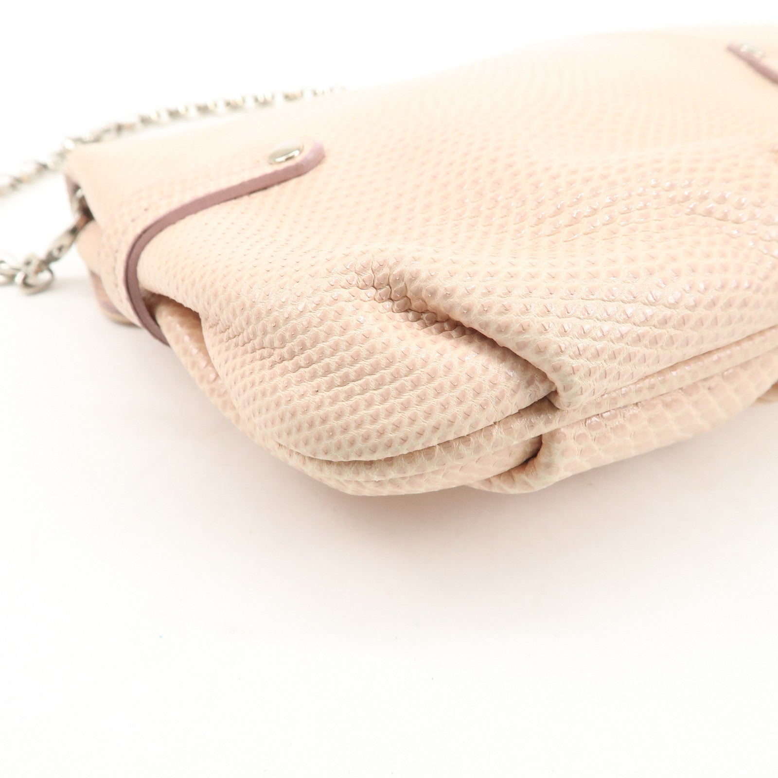 Ferragamo Gancini Leather Chain Hand Bag Shoulder Bag Pink