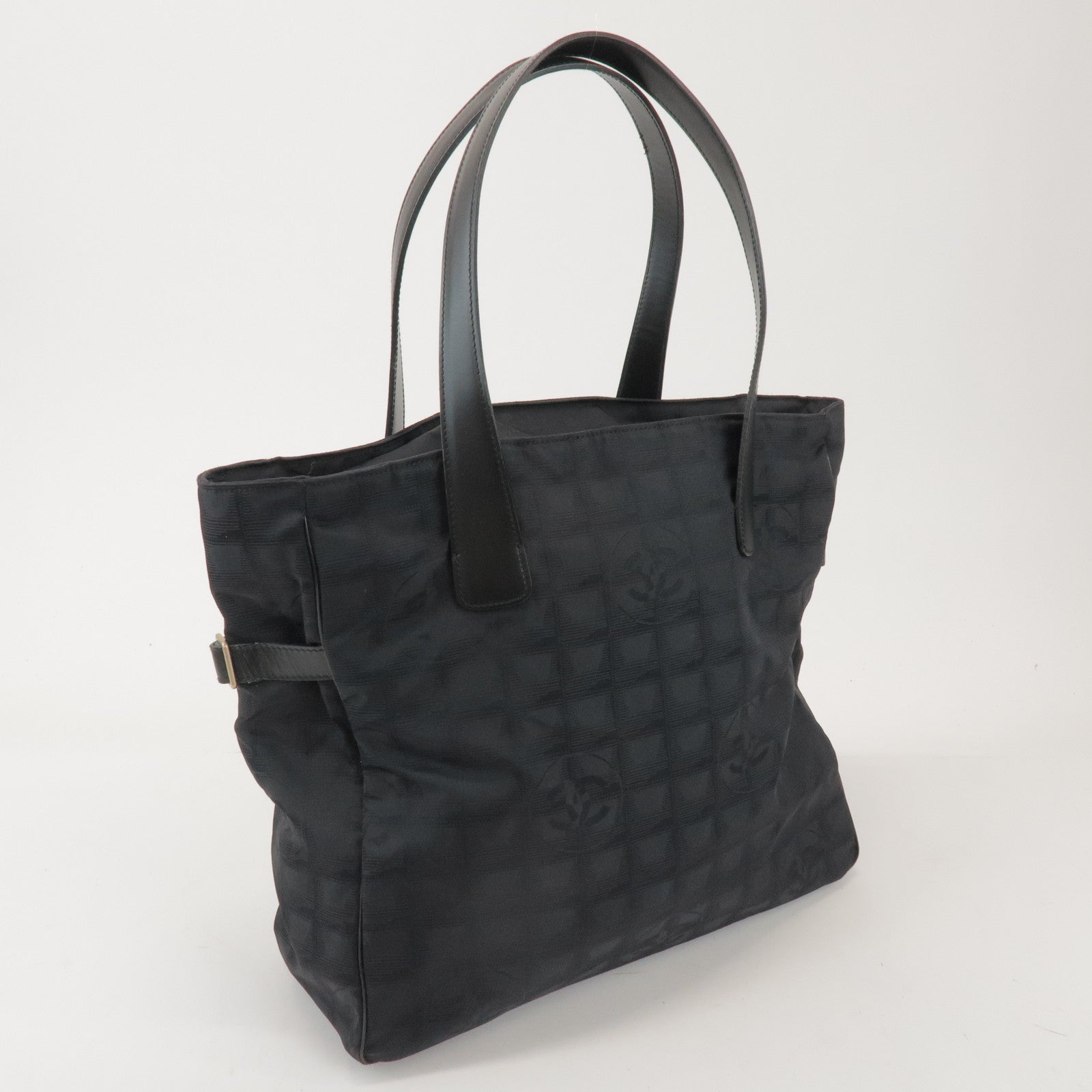 CHANEL New Travel Line Nylon Jacquard Leather Tote Bag GM A15825