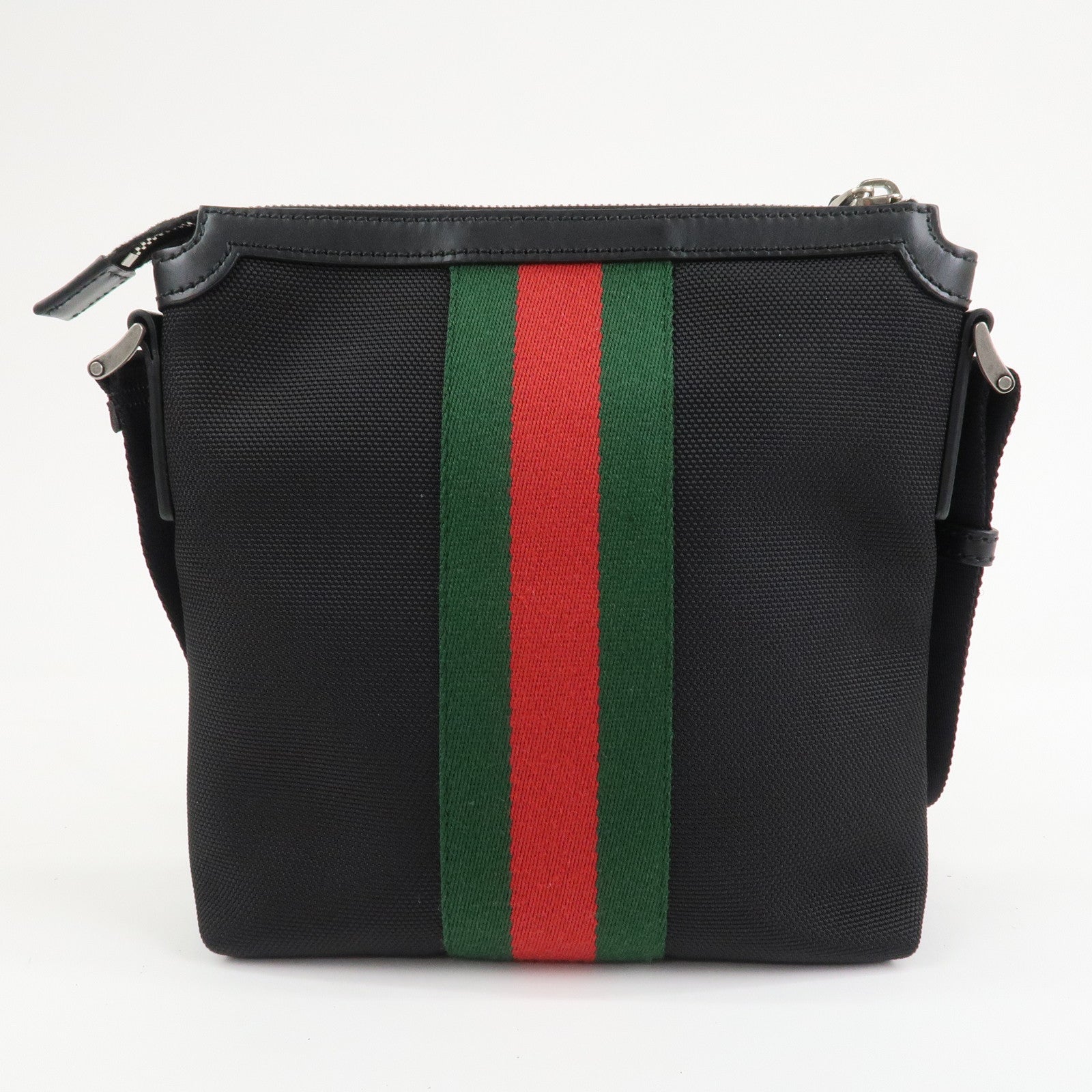 GUCCI Sherry Canvas Leather Shoulder Bag Crossbody Bag Black 631195