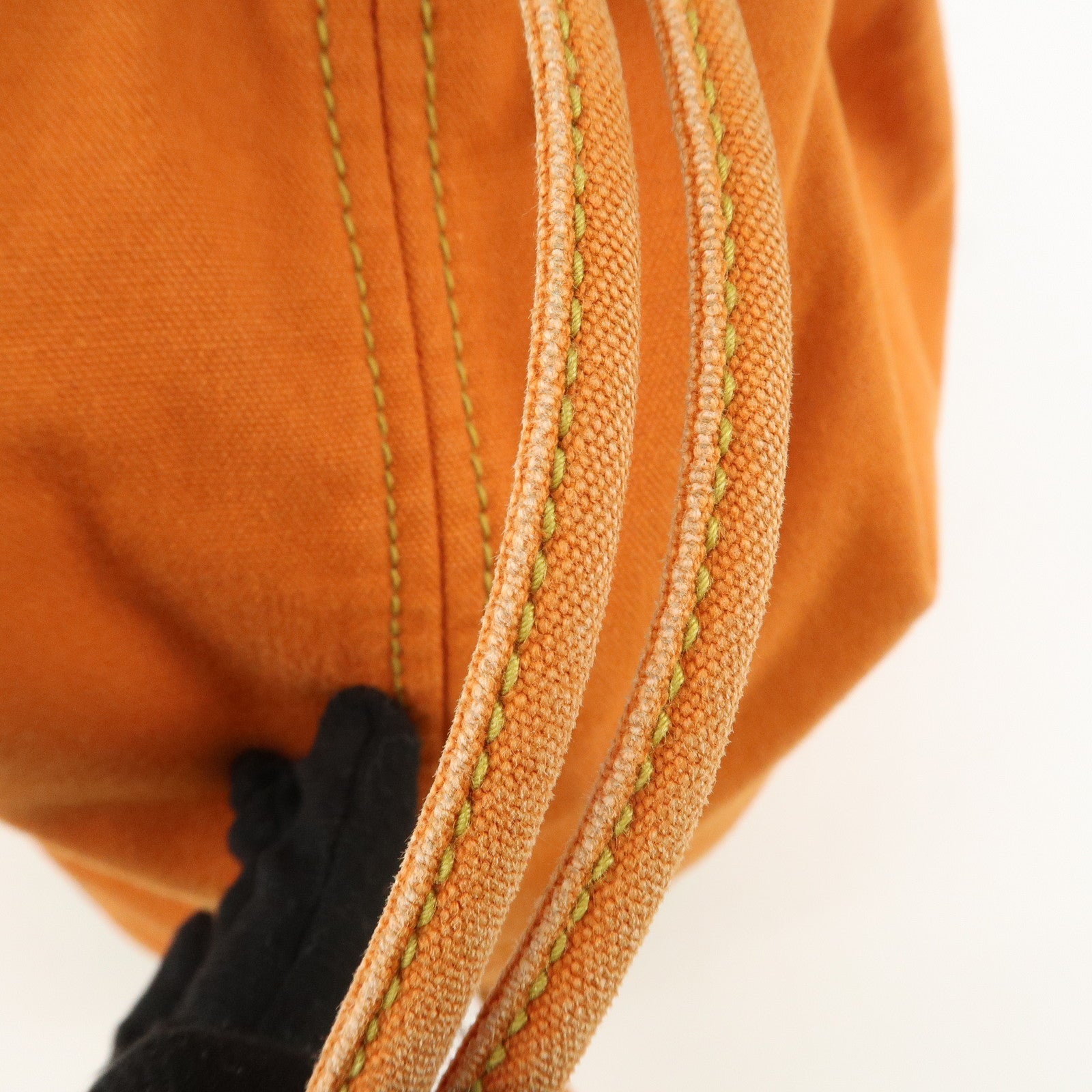 HERMES Leather Canvas Leather Porochon Mimil PM Shoulder Bag Orange Used