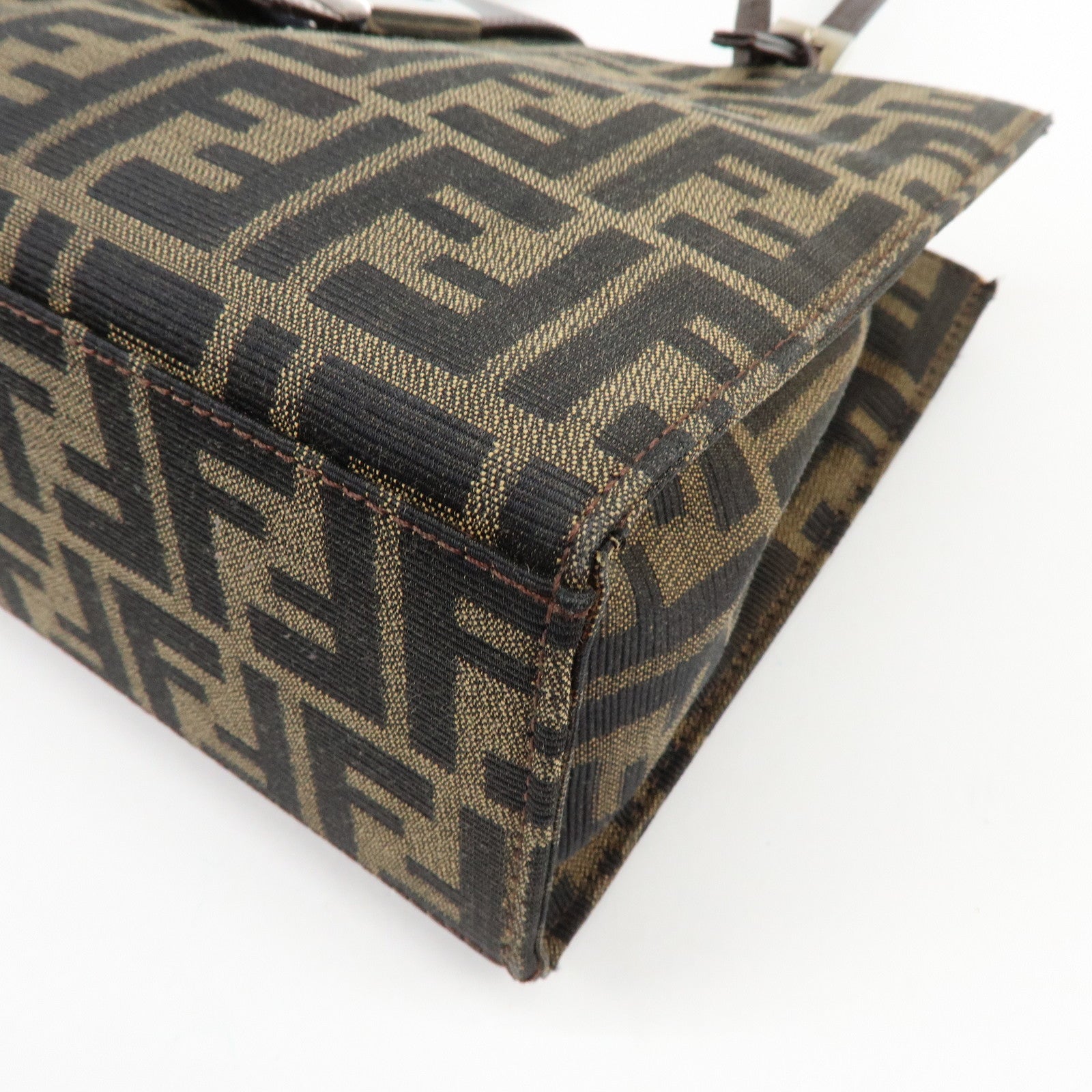 FENDI Zucca Canvas Leather Shoulder Bag Tote Bag Brown 09158081992