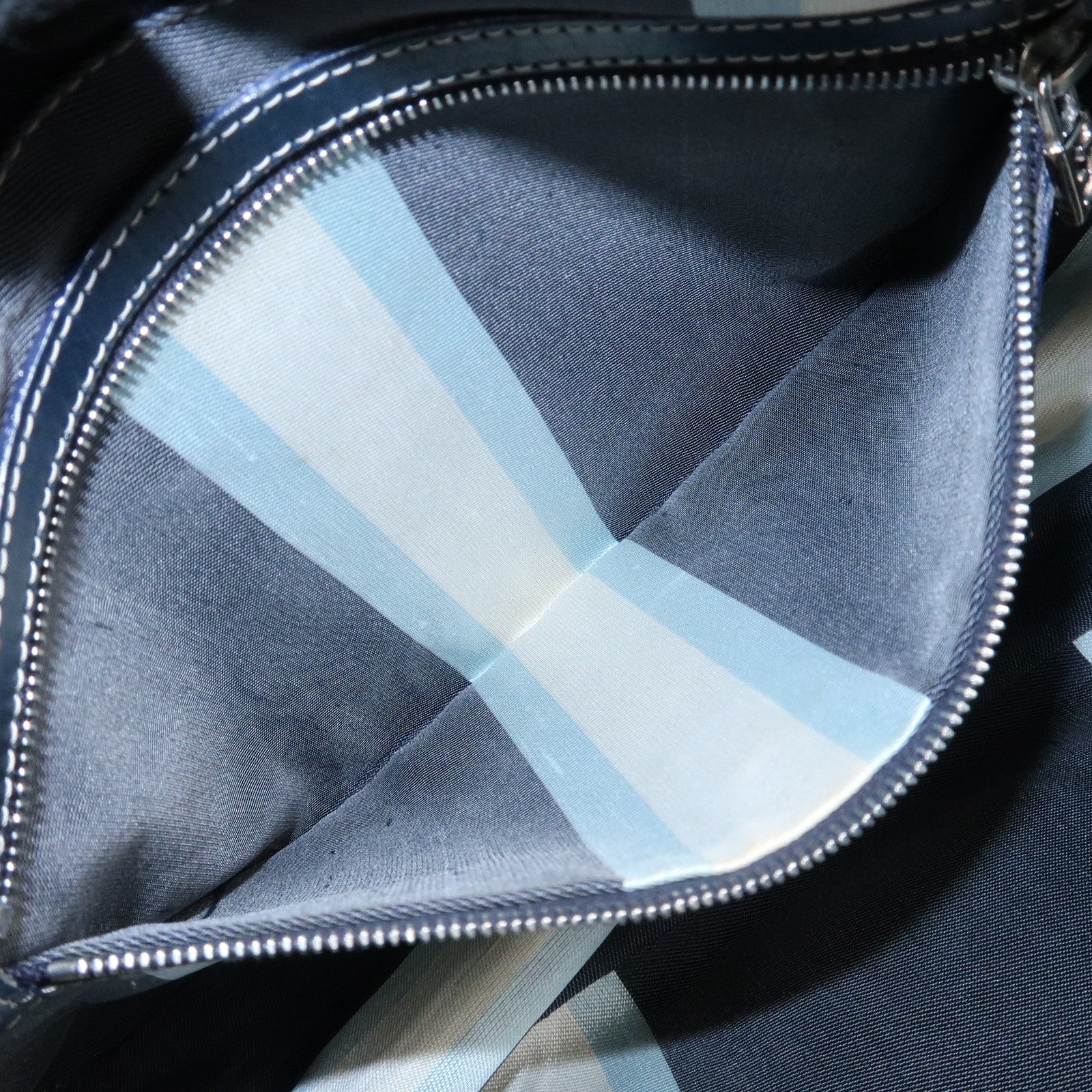 FENDI Mamma Baguette Canvas Shoulder Bag Hand Bag Navy 26325