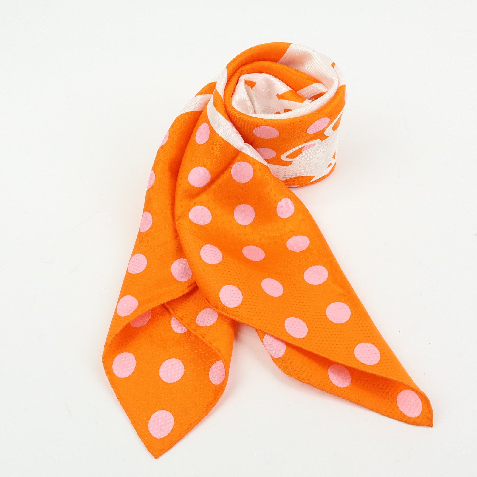HERMES Carre 90 Silk 100% BRIDES DE GALA Scarf Orange White