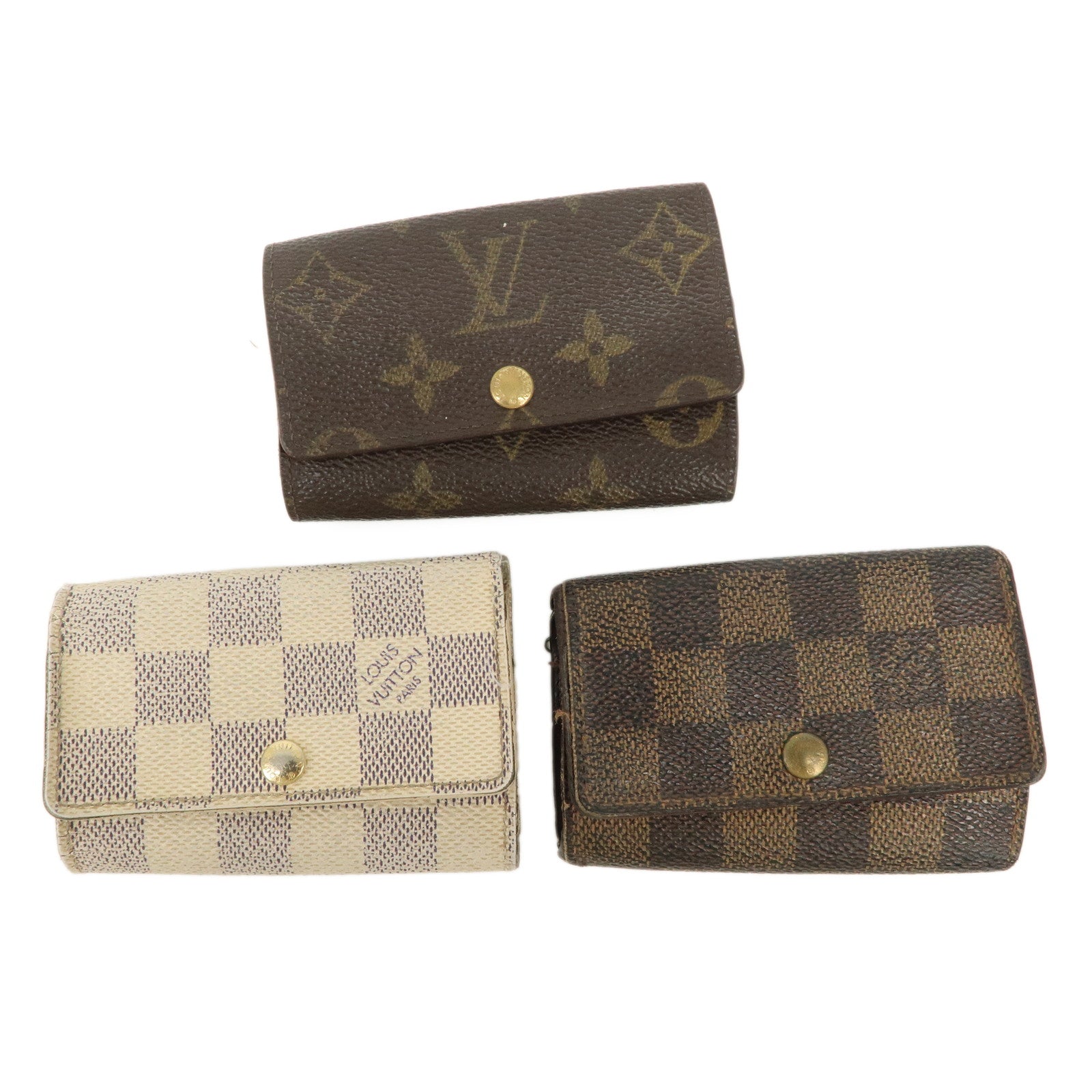 Louis Vuitton Monogram Damier Set Of 3 Multicles 6 Key Case Used