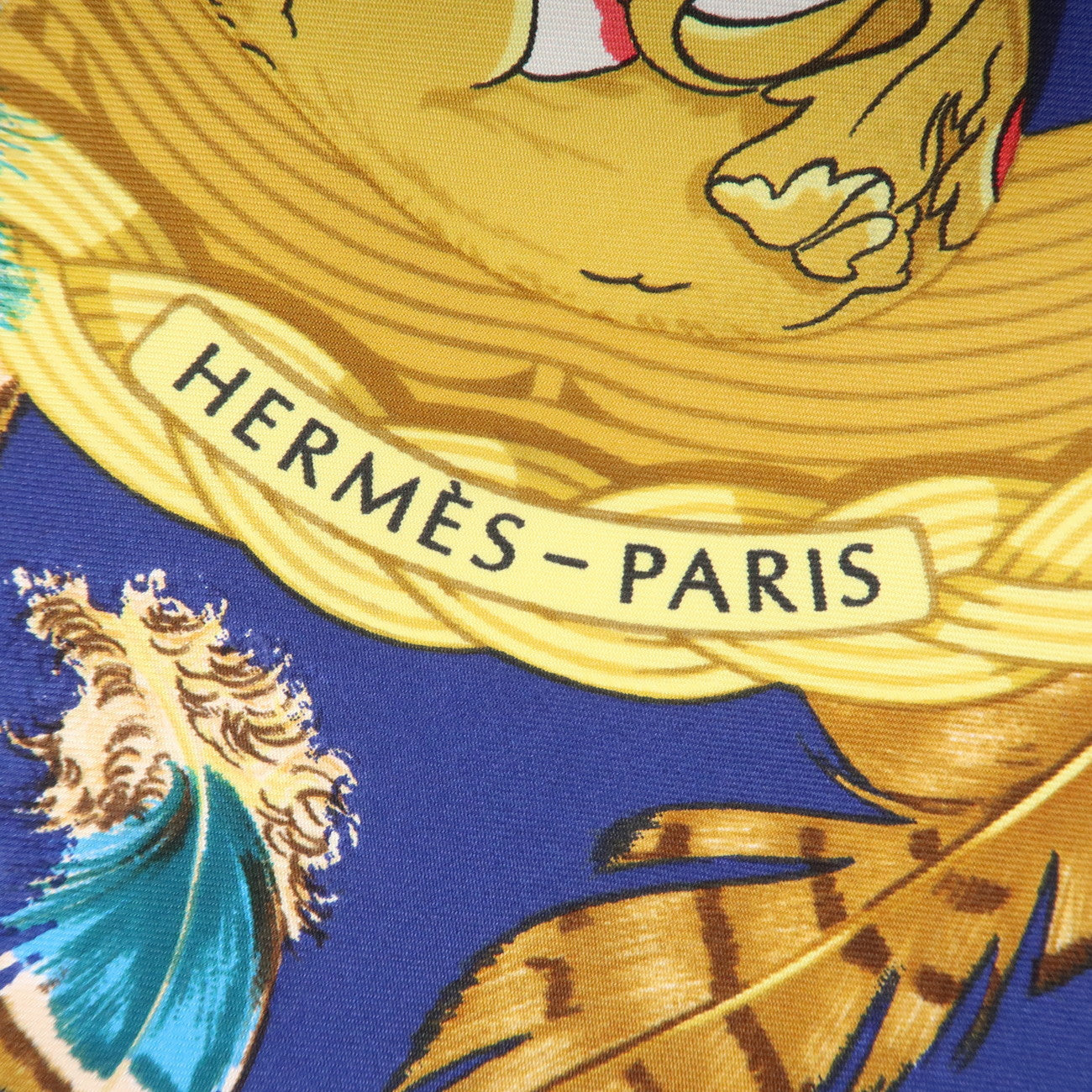 HERMES Carre 90 Silk 100% Scarf Couvee d Hermes Navy Multicolor Used