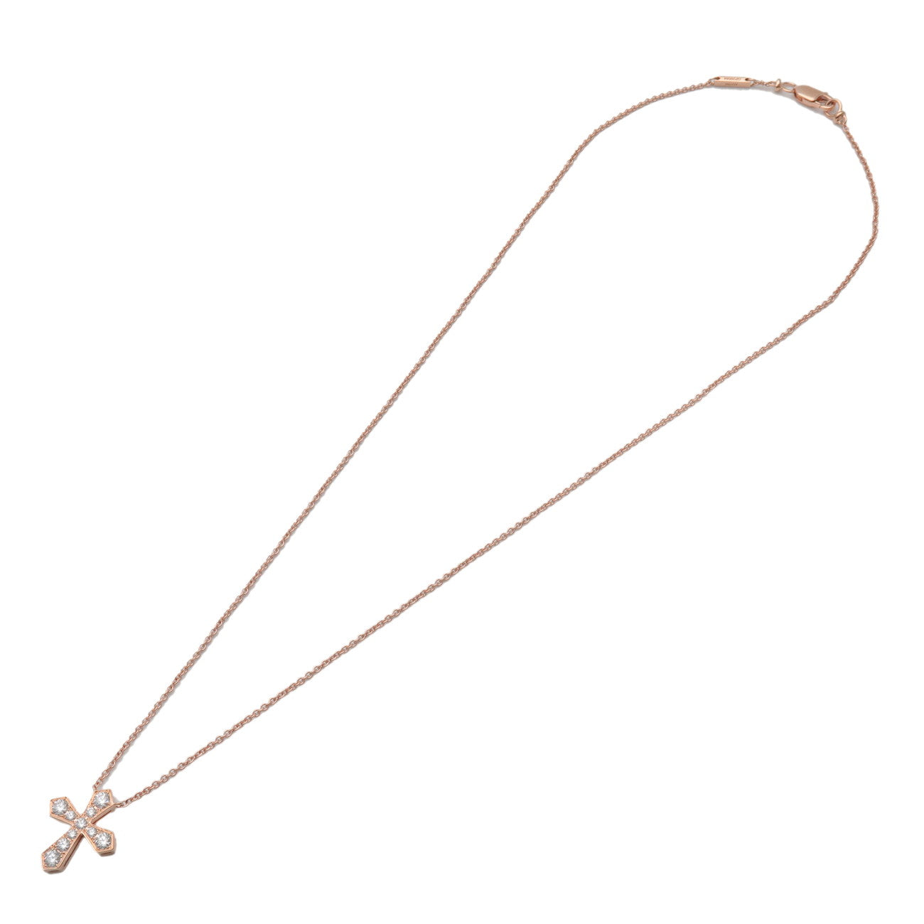 GRAFF Trapezoid Cross Necklace Diamond K18 750PG Rose Gold