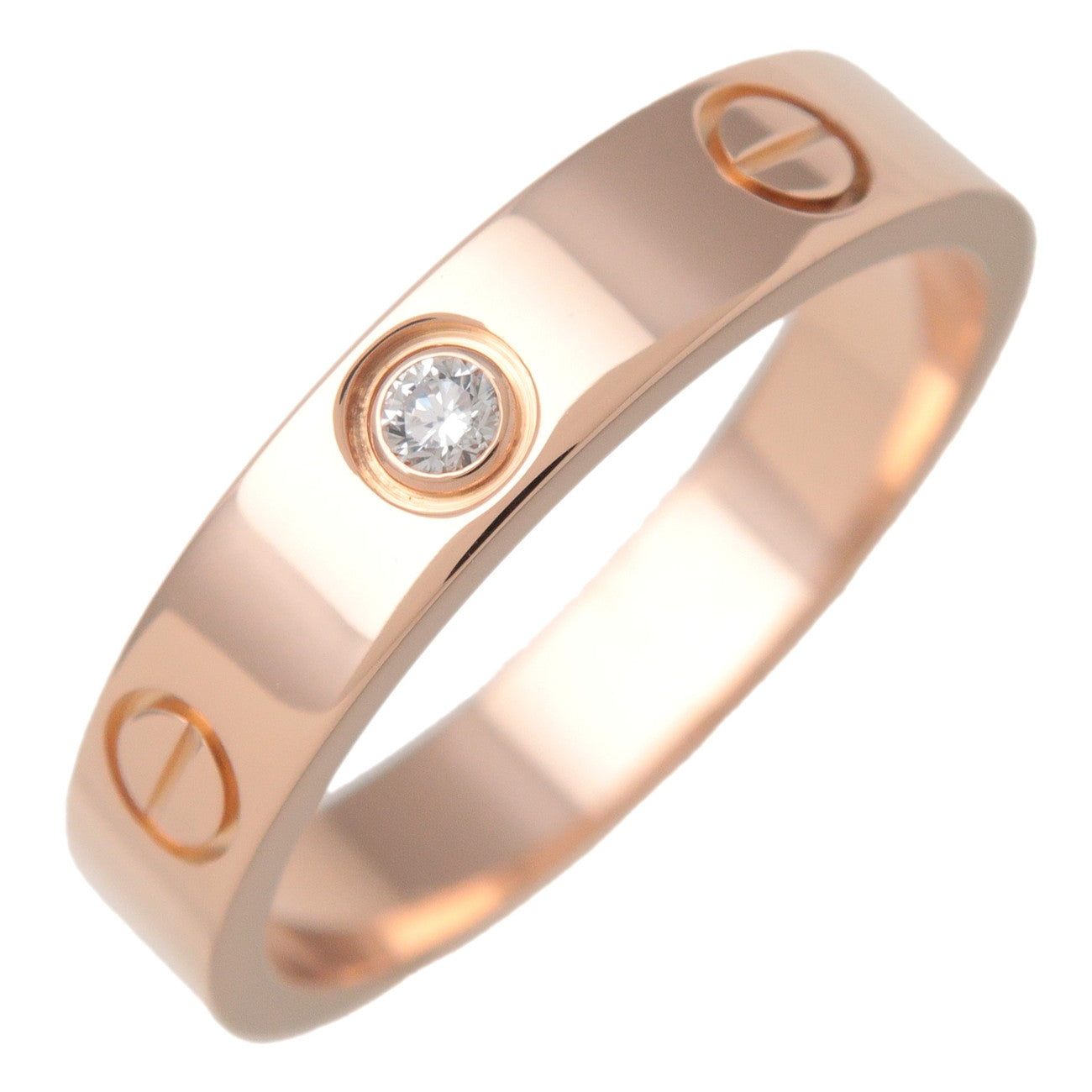 Cartier Mini Love 1P Diamond Ring K18 750PG Rose Gold #52 US6 EU52