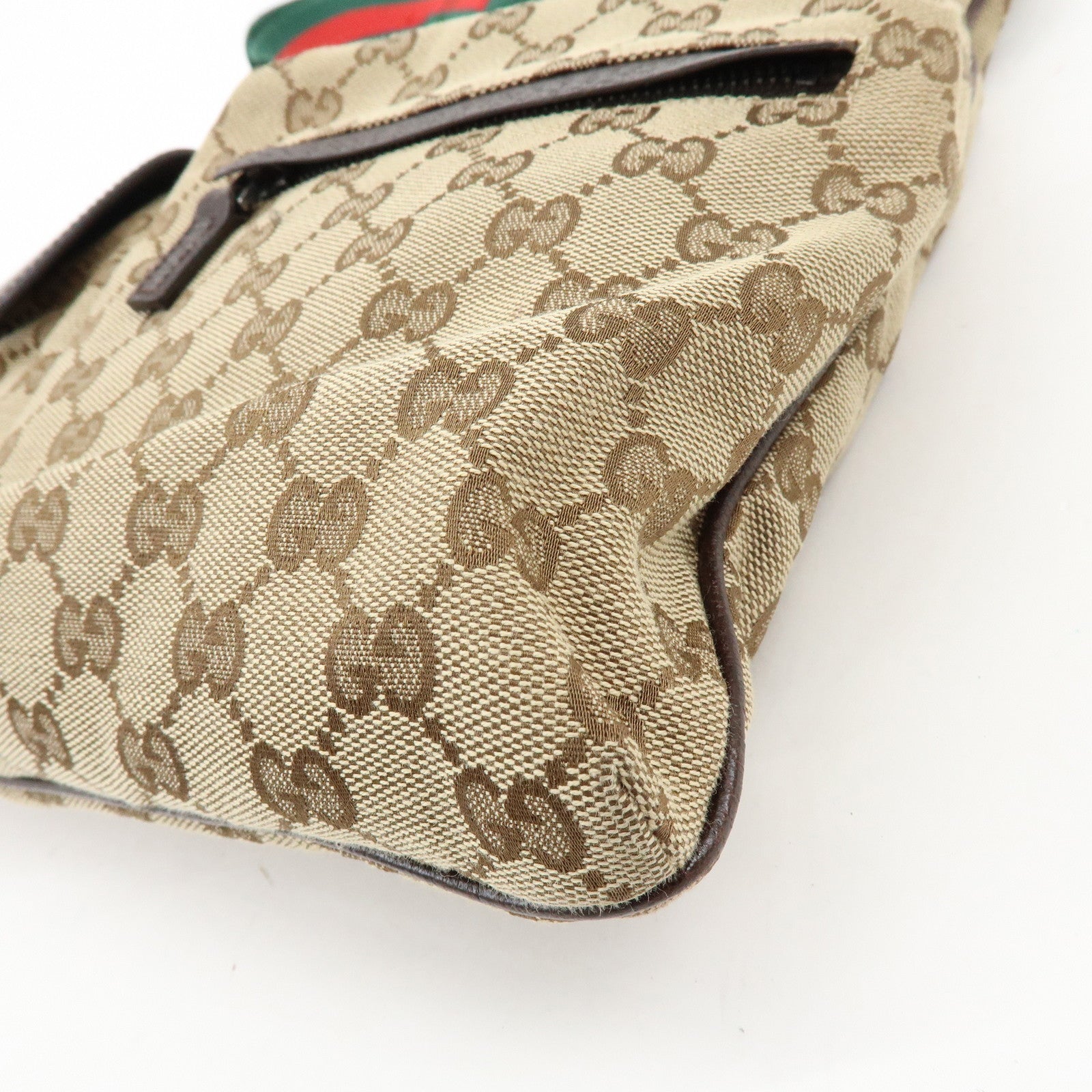 GUCCI Sherry GG Canvas Leather Shoulder Bag Beige Brown 169937