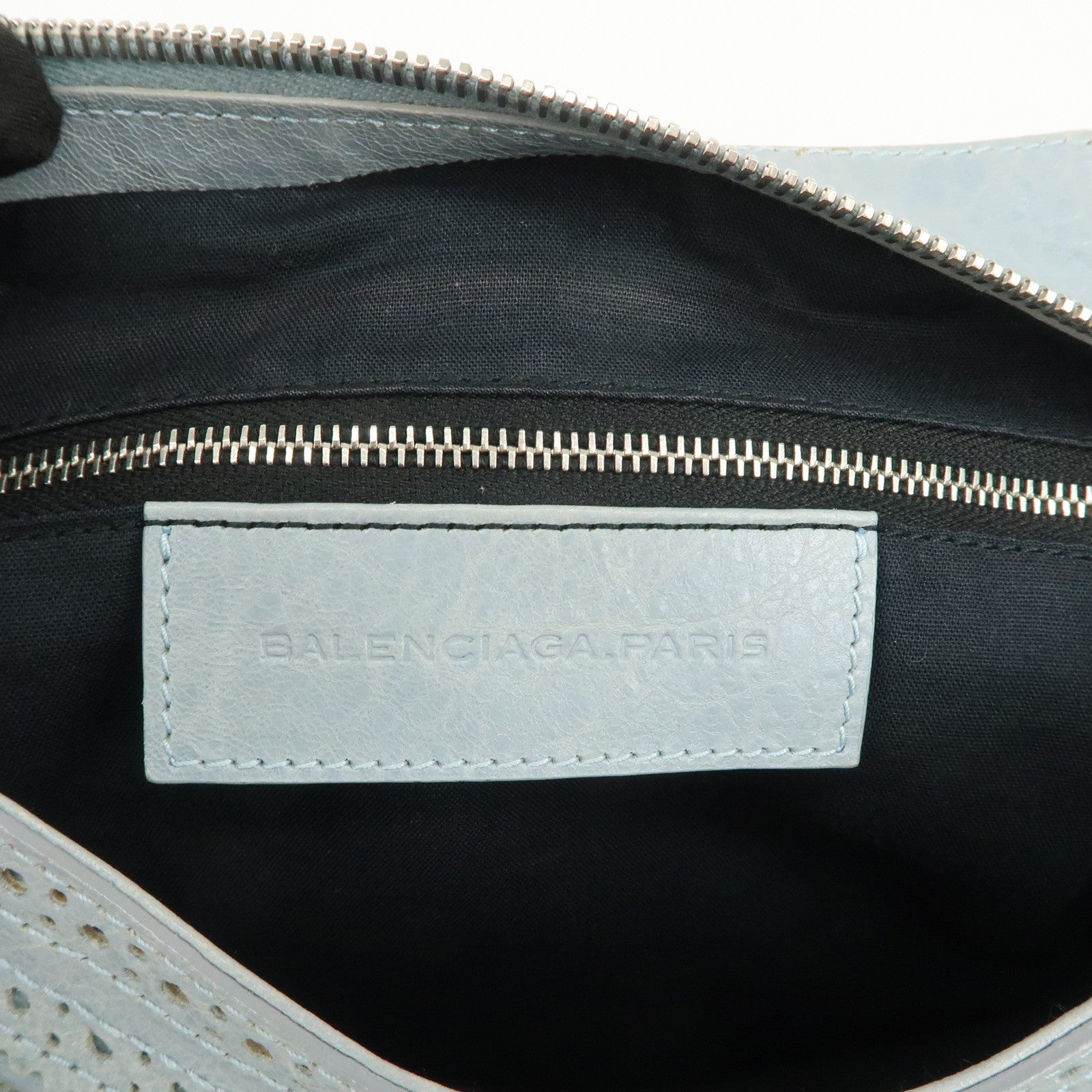 BALENCIAGA Giant City Leather 2Way Shoulder Bag Light Blue 258044