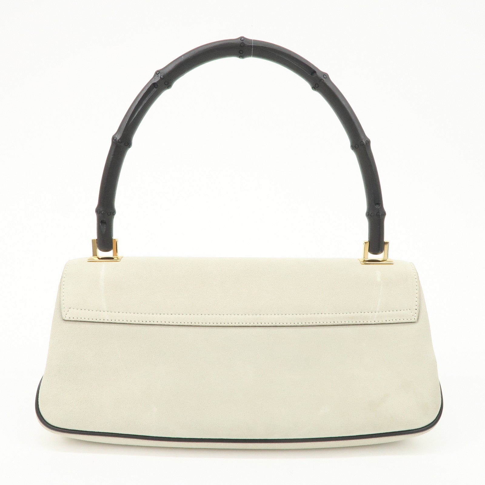 GUCCI Bamboo Suede Shoulder Bag Hand Bag Light Gray 001.4047