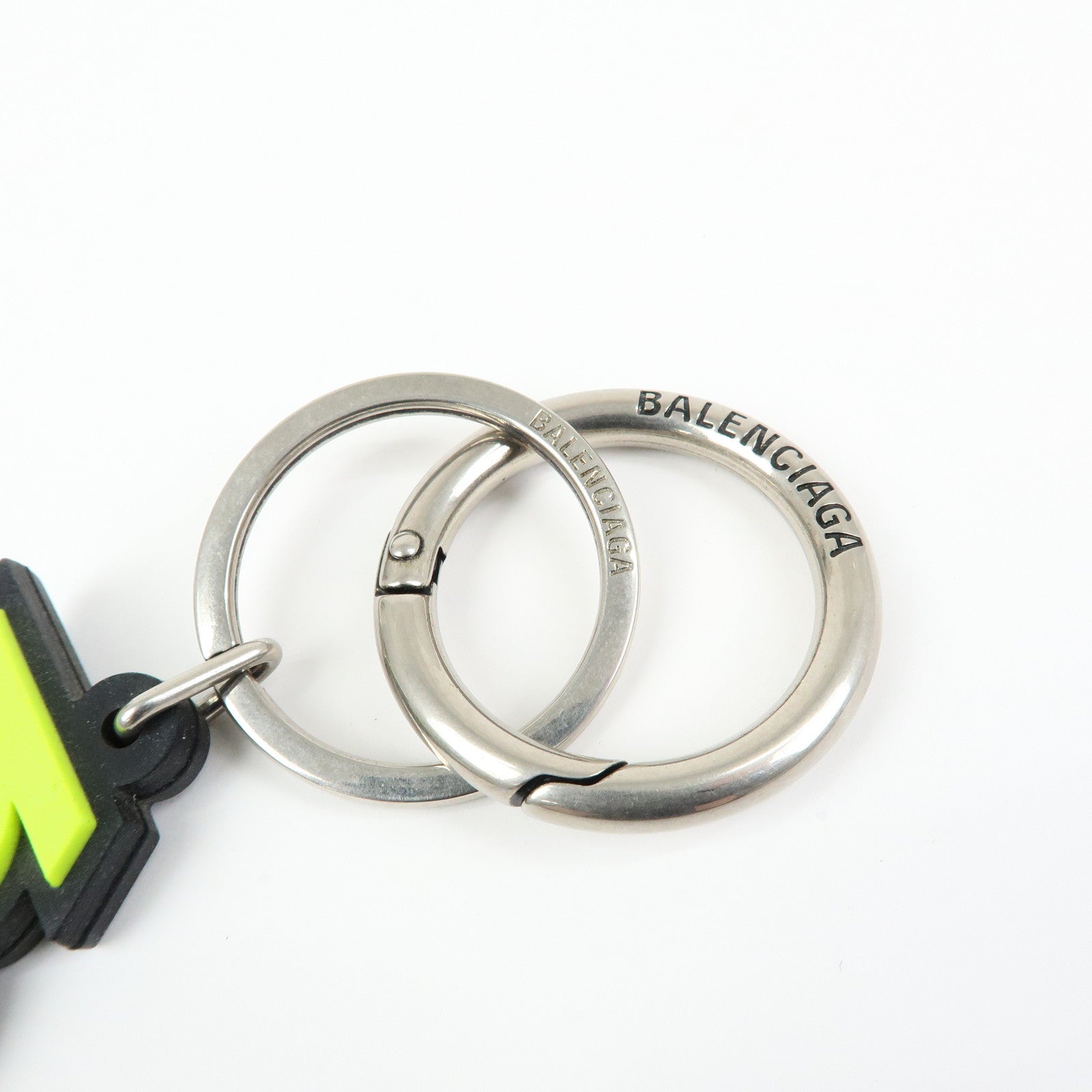 BALENCIAGA Logo Rubber Bag Charm Key Holder Green
