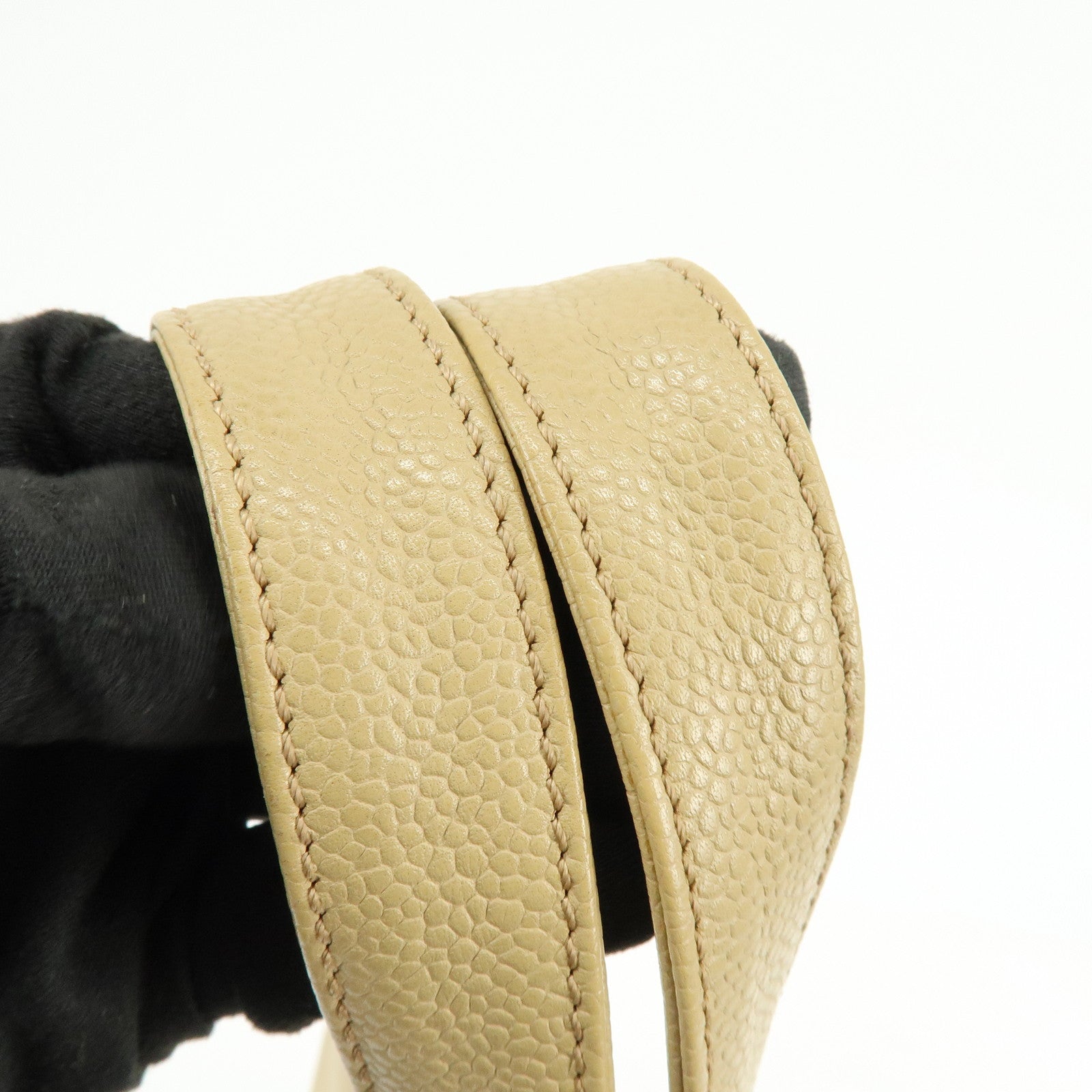 CHANEL Caviarskin Tote Bag Shoulder Bag Beige