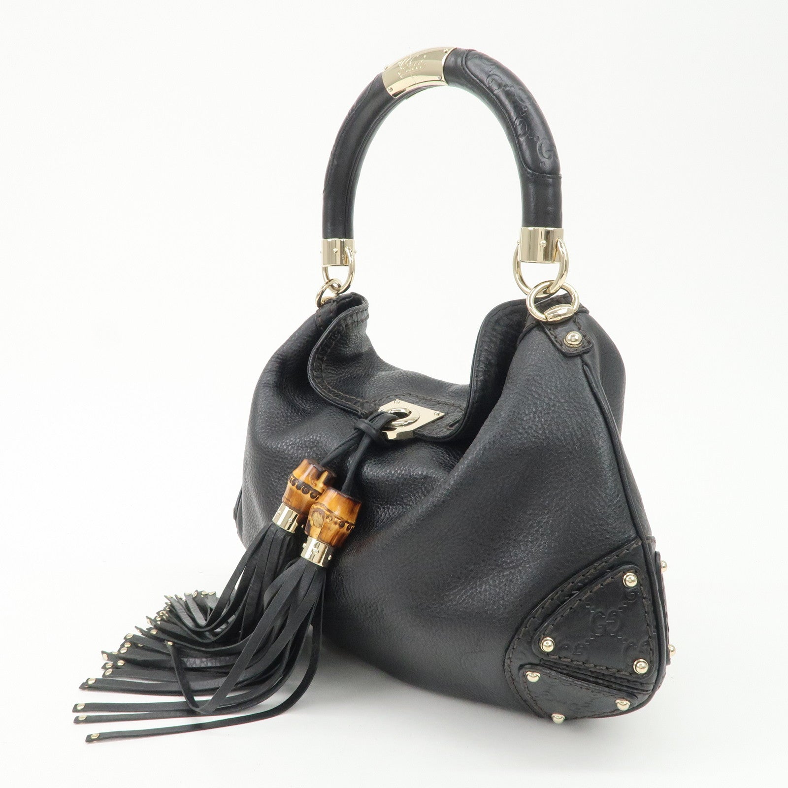 GUCCI Guccissima Leather 2Way Shoulder Bag Black 185566