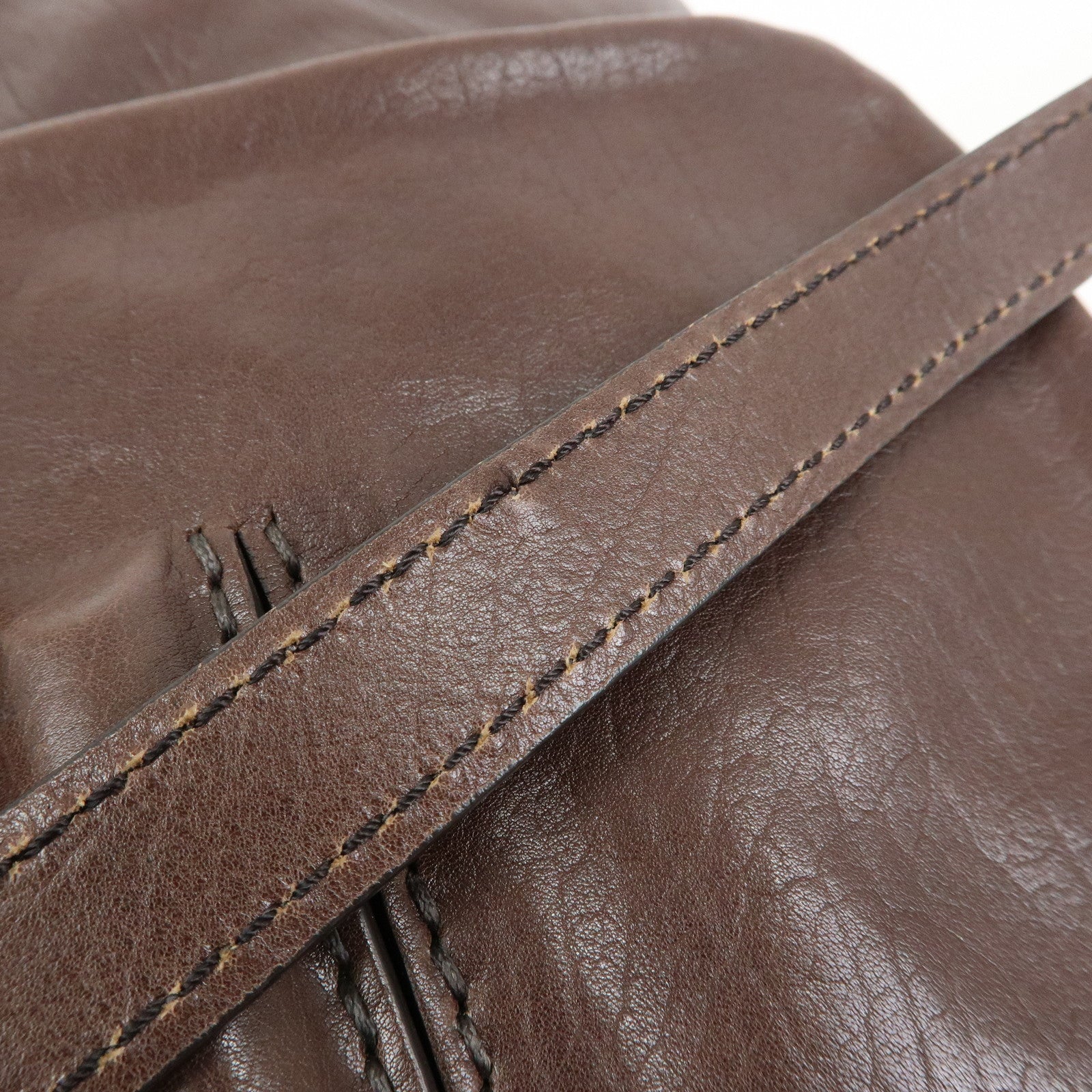 TOD'S Leather Belt Accent Flap Shoulder Bag Crossbody Bag Brown