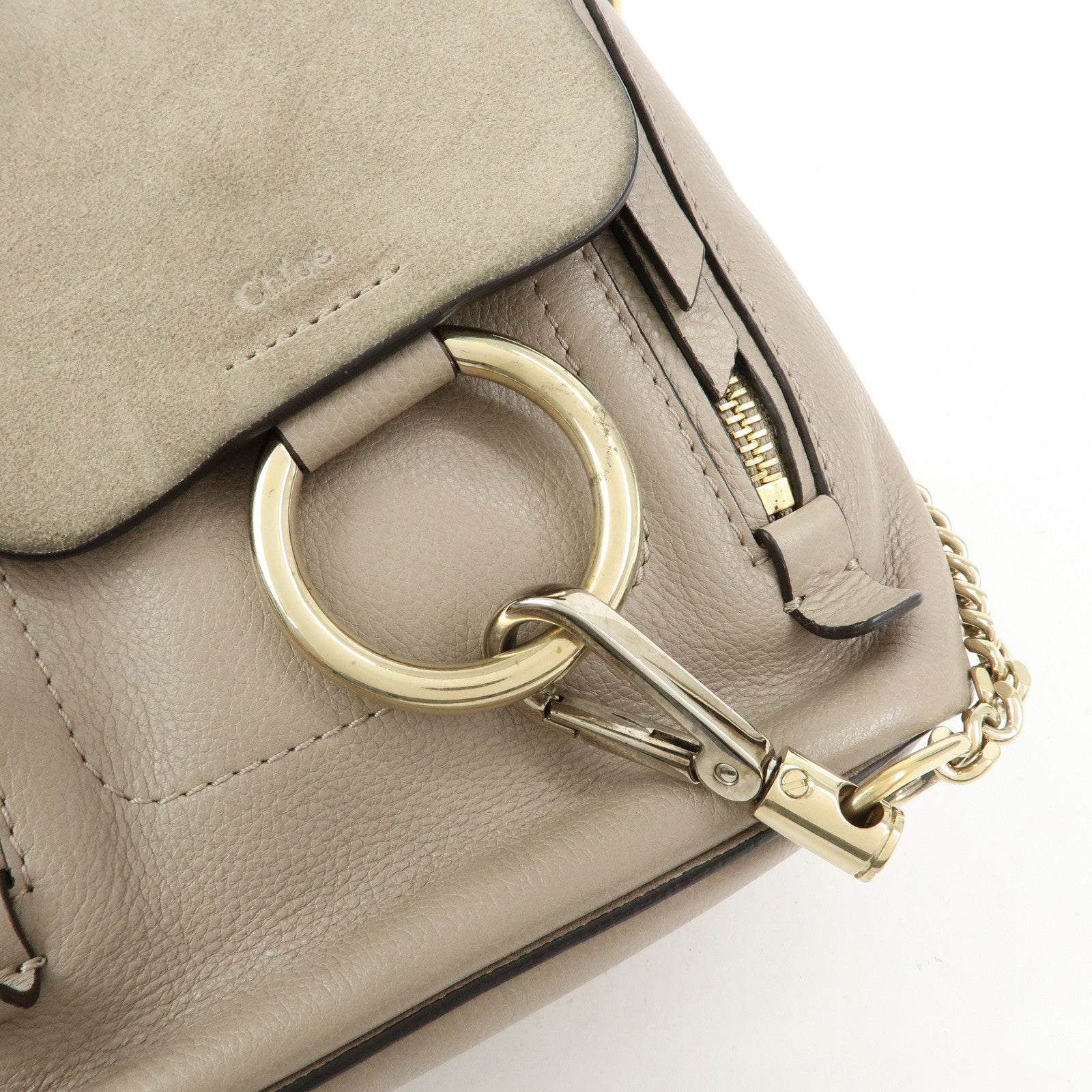 Chloe Faye Suede Leather 2Way Bag Shoulder Bag Backpack Gray