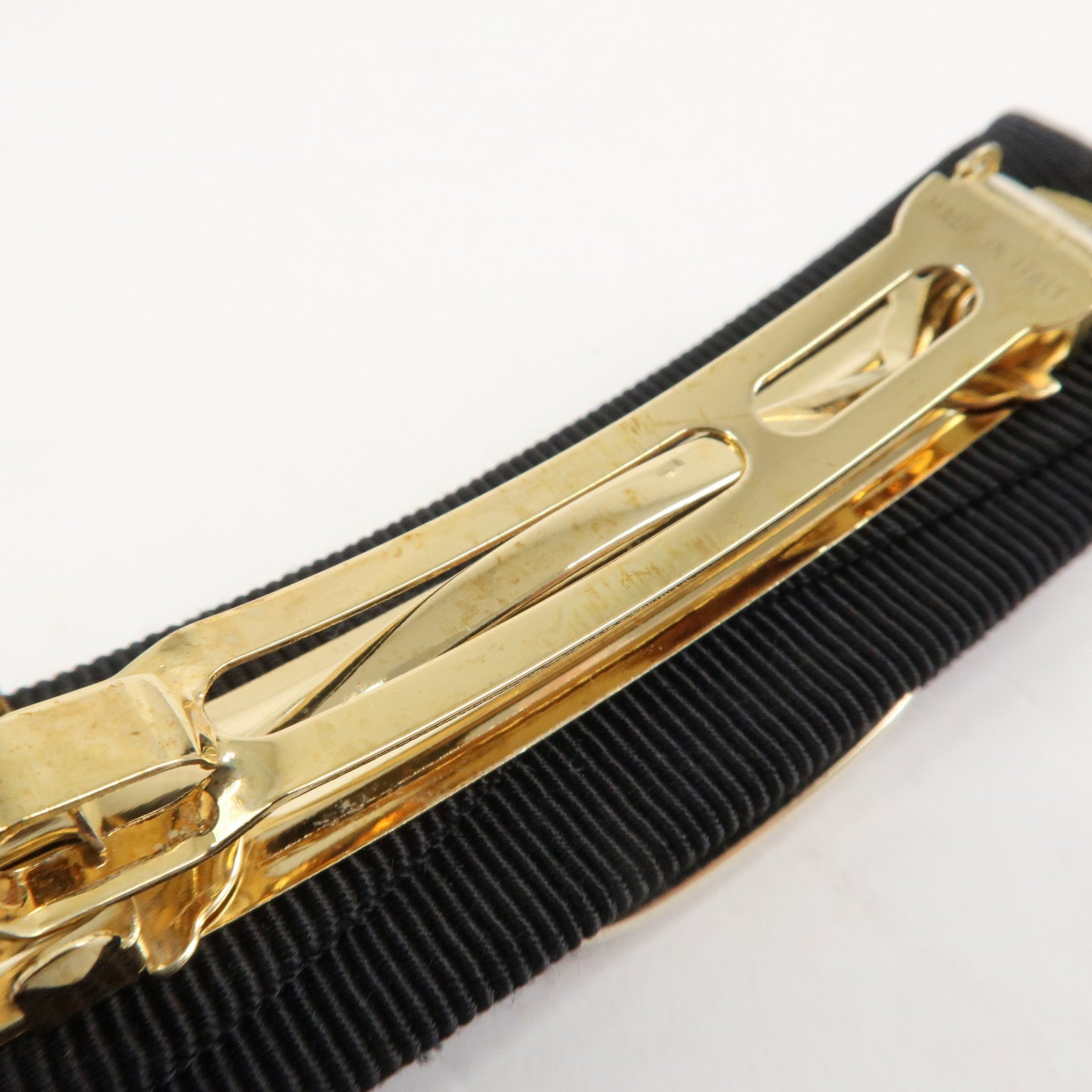 Ferragamo Vara Ribbon Cotton Barrette Hair Clip Black 342019 Used