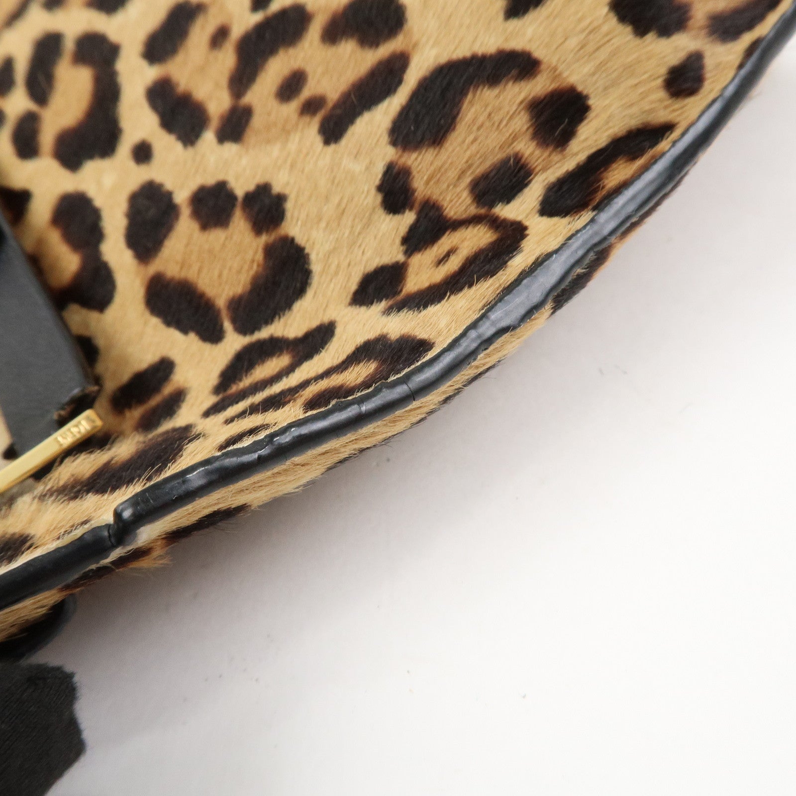 LOEWE Anagram Logo Unborn Calf Leather Clutch Bag Pouch Leopard